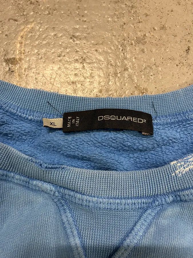 Dsquared2 SS2013 Dsquared2 Blue Distressed Faded Crewneck Sweater Size US L / EU 52-54 / 3 - 7 Thumbnail