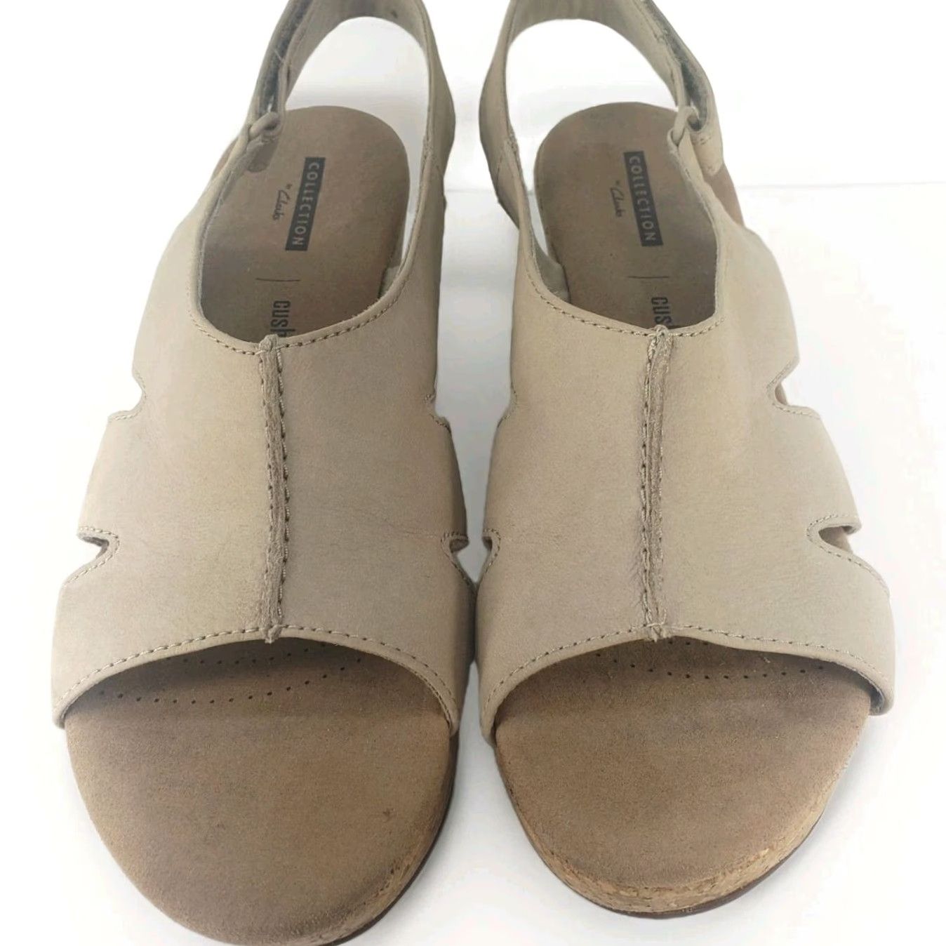 Clarks Clarks Annadel Eirwyn Cork Wedge Platform Sandal Beige Women's Size 8.5 Slingback Hook & Loop Cushioned Leather Size US 6 / IT 36 - 3 Thumbnail