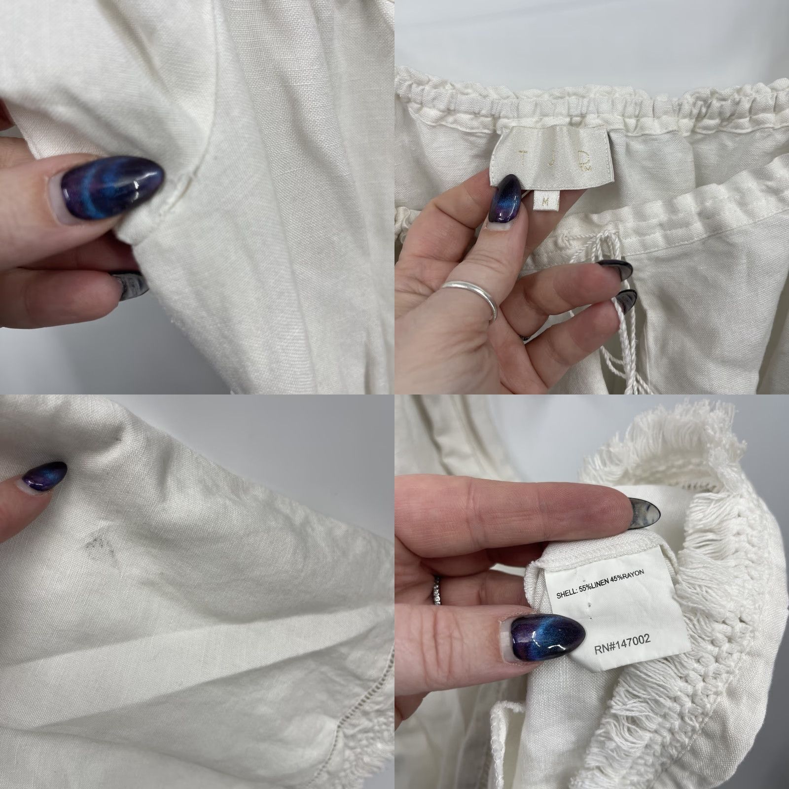 Vintage TJD Dress The Jetset Diaries Womens Mid Ivory Mini Linen Blend Cottagecore Size M / US 6-8 / IT 42-44 - 10 Thumbnail