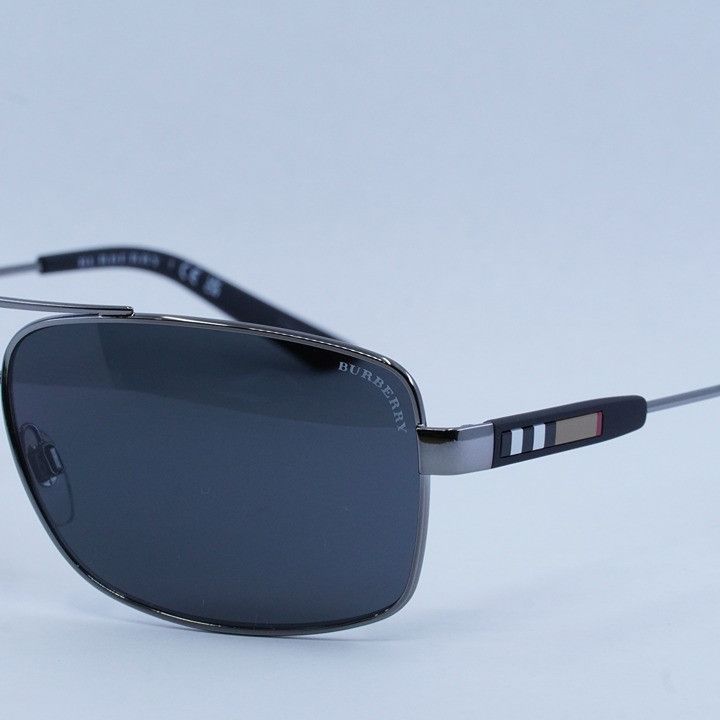 Burberry Burberry BE3074 100387 Sunglasses Gunmetal Rectangle Frame Size ONE SIZE - 7 Thumbnail