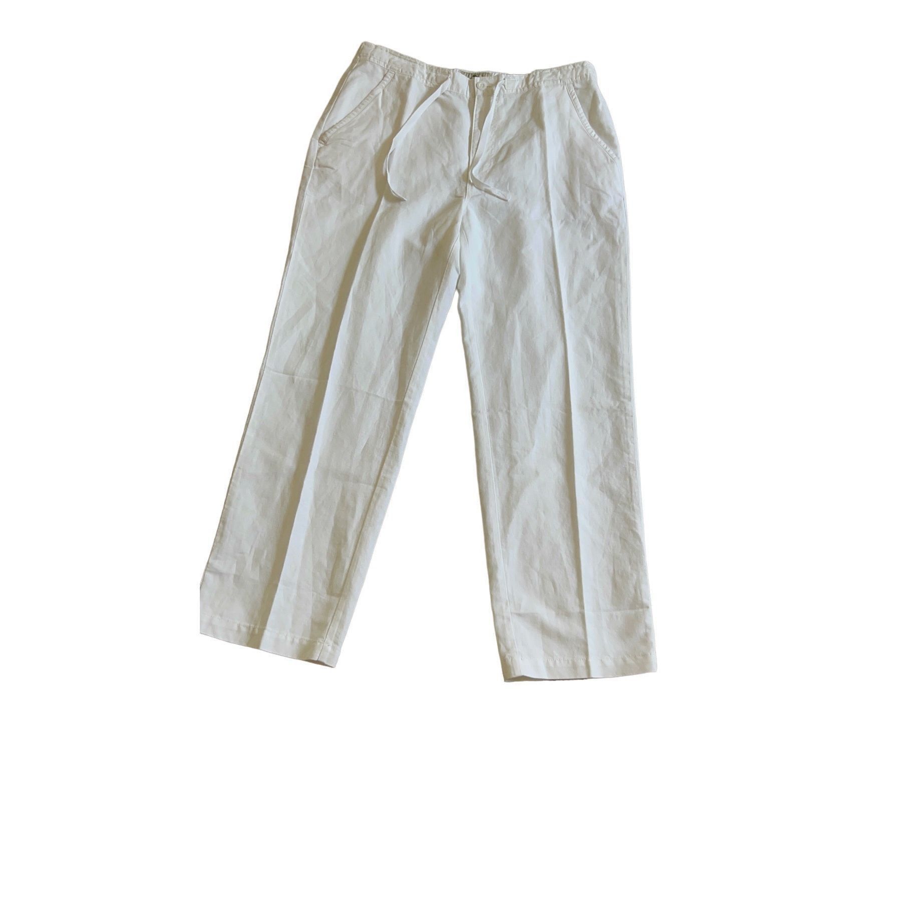 Island Shores Men's Island Shores White Linen Pants Large Size US 34 / EU 50 - 1 Thumbnail