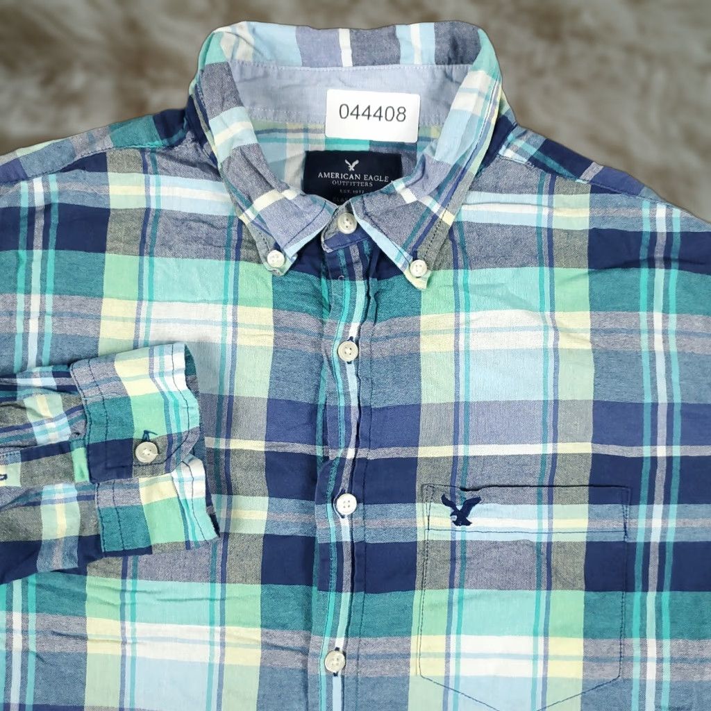 American Eagle Outfitters American Eagle Button-Up Shirt Mens Medium Blue Plaid Long Sleeve Casual Size US M / EU 48-50 / 2 - 1 Thumbnail
