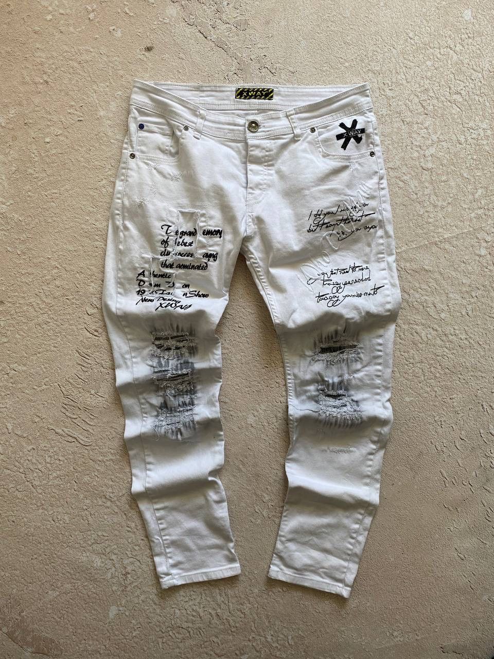 Japanese Brand Dirty pants Faded Crash denim thrashed y2k distressed jeans Size US 30 / EU 46 - 1 Thumbnail
