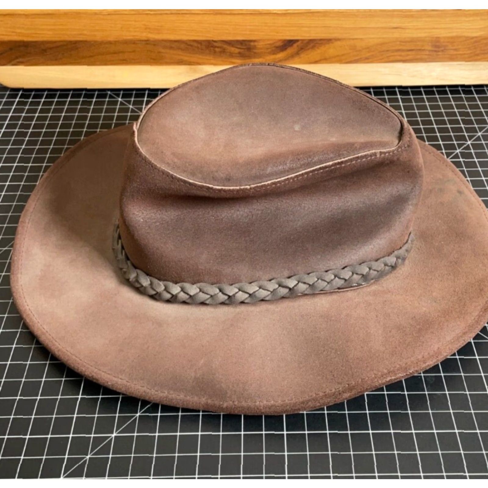 Wilson VINTAGE Wilson Leather Cowboy Hat Medium Dark Brown Western Braided Band Mens Size ONE SIZE - 5 Thumbnail