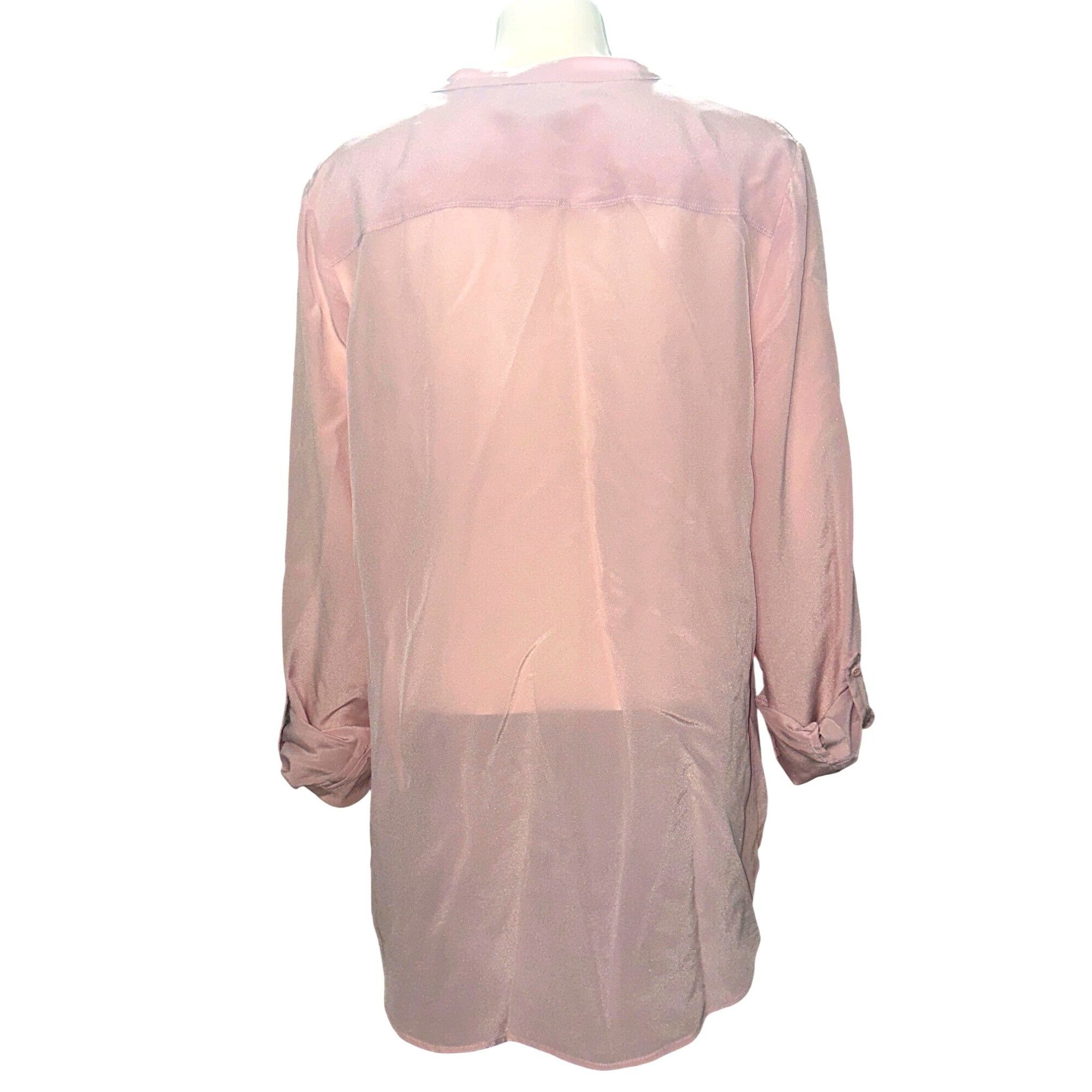 Other Trouve M Pink Sheer Silk Button Down Long Sleeve Blouse Mini Size M / US 6-8 / IT 42-44 - 5 Thumbnail