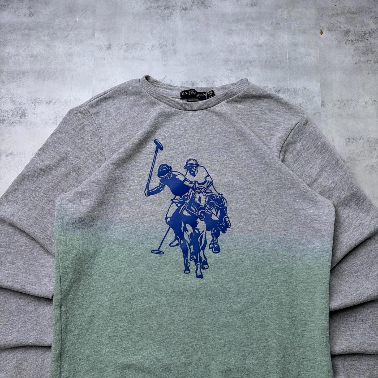 U.S. Polo Assn. Y2K Grey U.S. Polo Assn Grunge Big Pony Crewneck Sweater Size US S / EU 44-46 / 1 - 3 Thumbnail