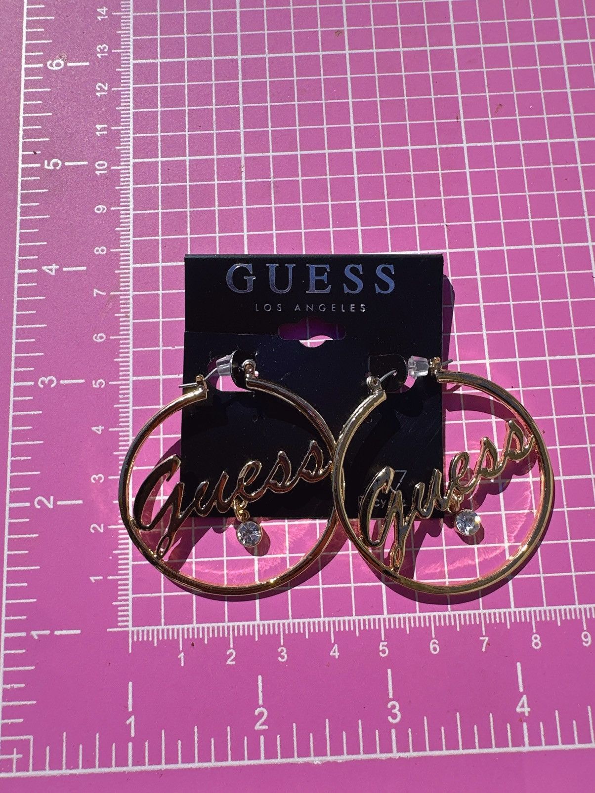 Guess Guess Earrings logo signed gold tone loop clip on diamond Size ONE SIZE - 4 Thumbnail