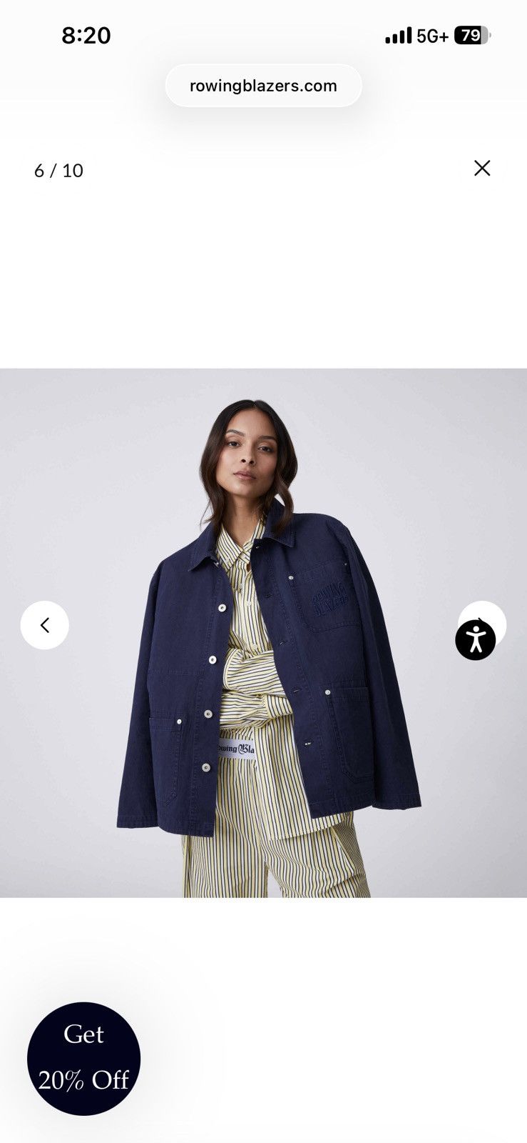 Rowing Blazers Canvas Chore Jacket in Navy from Rowing Blazers Size US L / EU 52-54 / 3 - 3 Thumbnail
