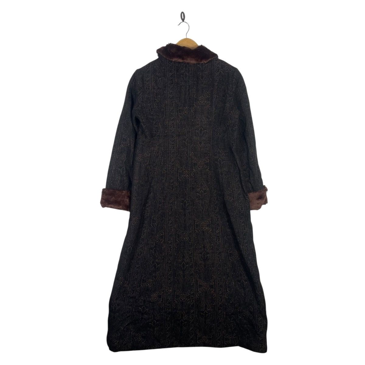 Vintage Vintage Paisley Faux Fur Collar Long Coat Brown Gothic Size S / US 4 / IT 40 - 4 Thumbnail