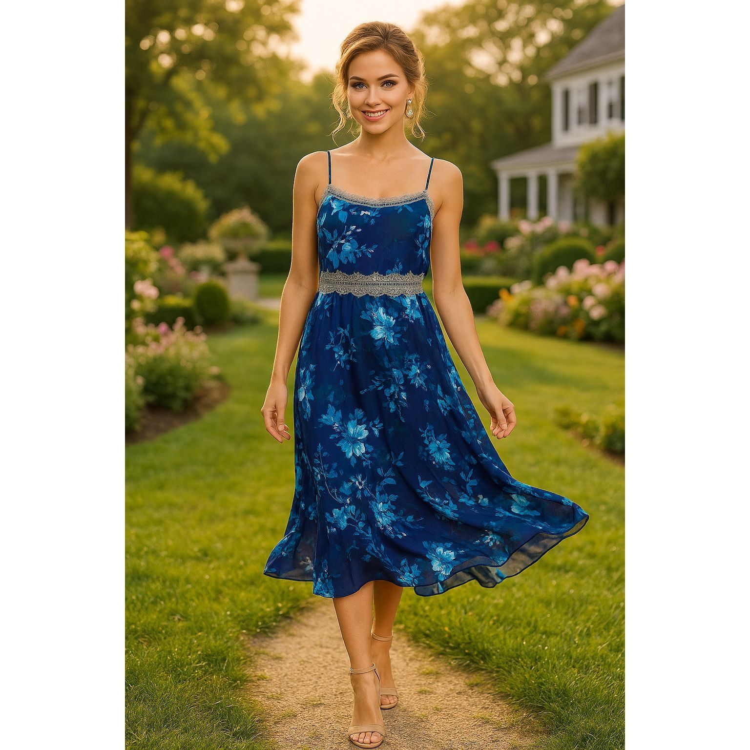 Other Twelfth Street by Cynthia Vincent Small Navy Floral Silk Max Size S / US 4 / IT 40 - 12 Thumbnail