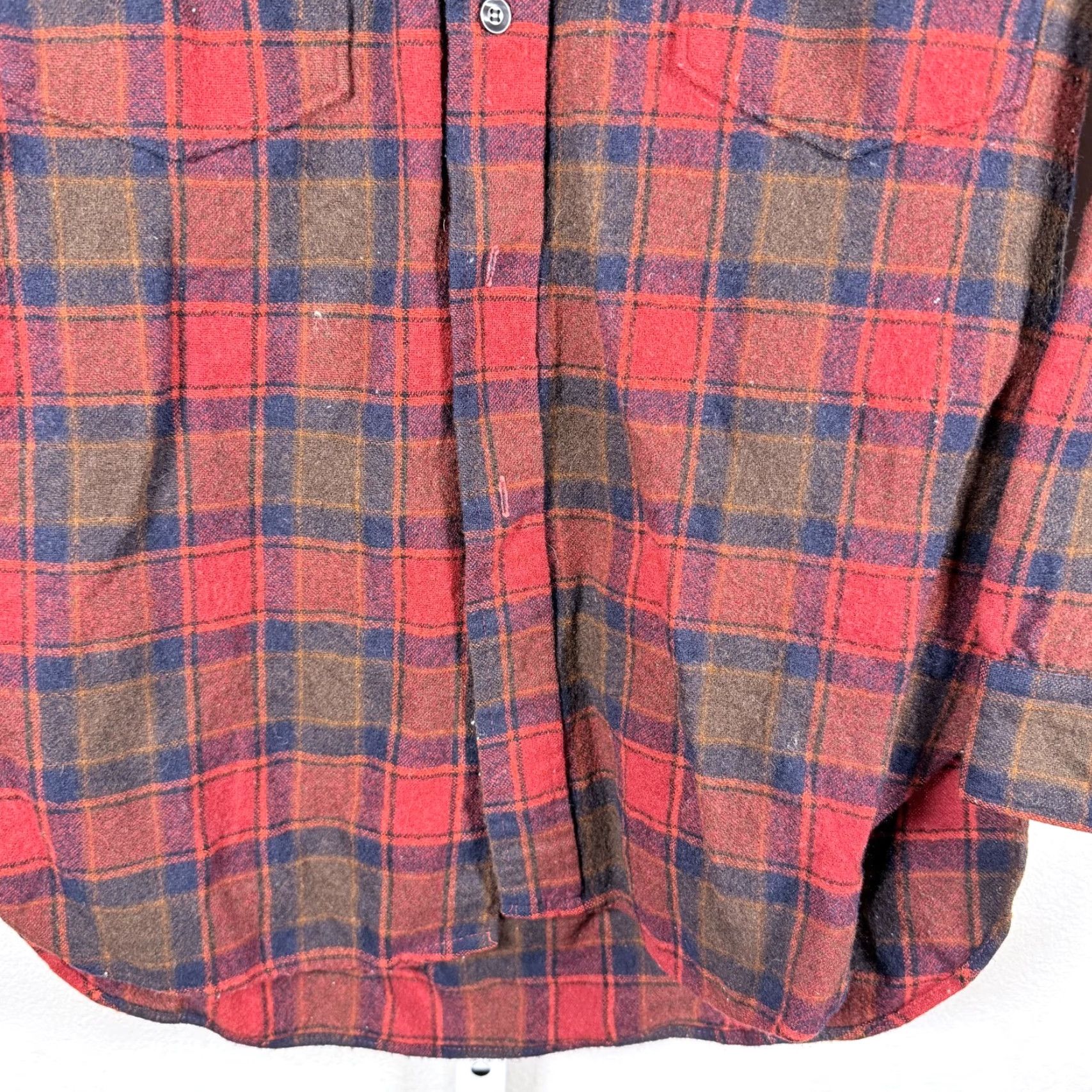 Pendleton VINTAGE Pendleton Shirt Red Blue Plaid Pure Virgin Wool USA Made Men's Size 16 Size US L / EU 52-54 / 3 - 6 Thumbnail
