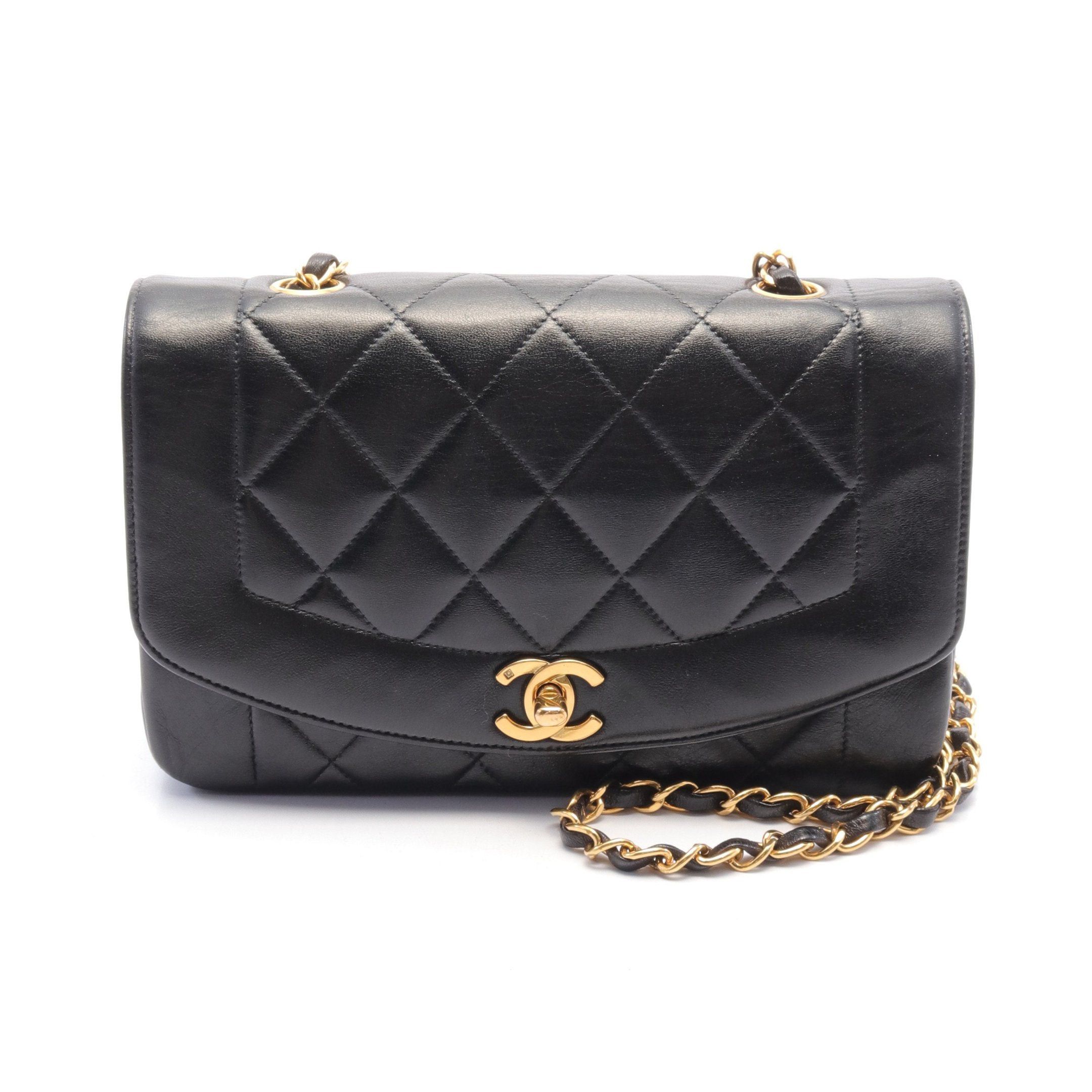 Chanel Chanel Matelasse Diana Flap Chain Shoulder Bag Lambskin Black Gold Hardware Size ONE SIZE - 1 Thumbnail