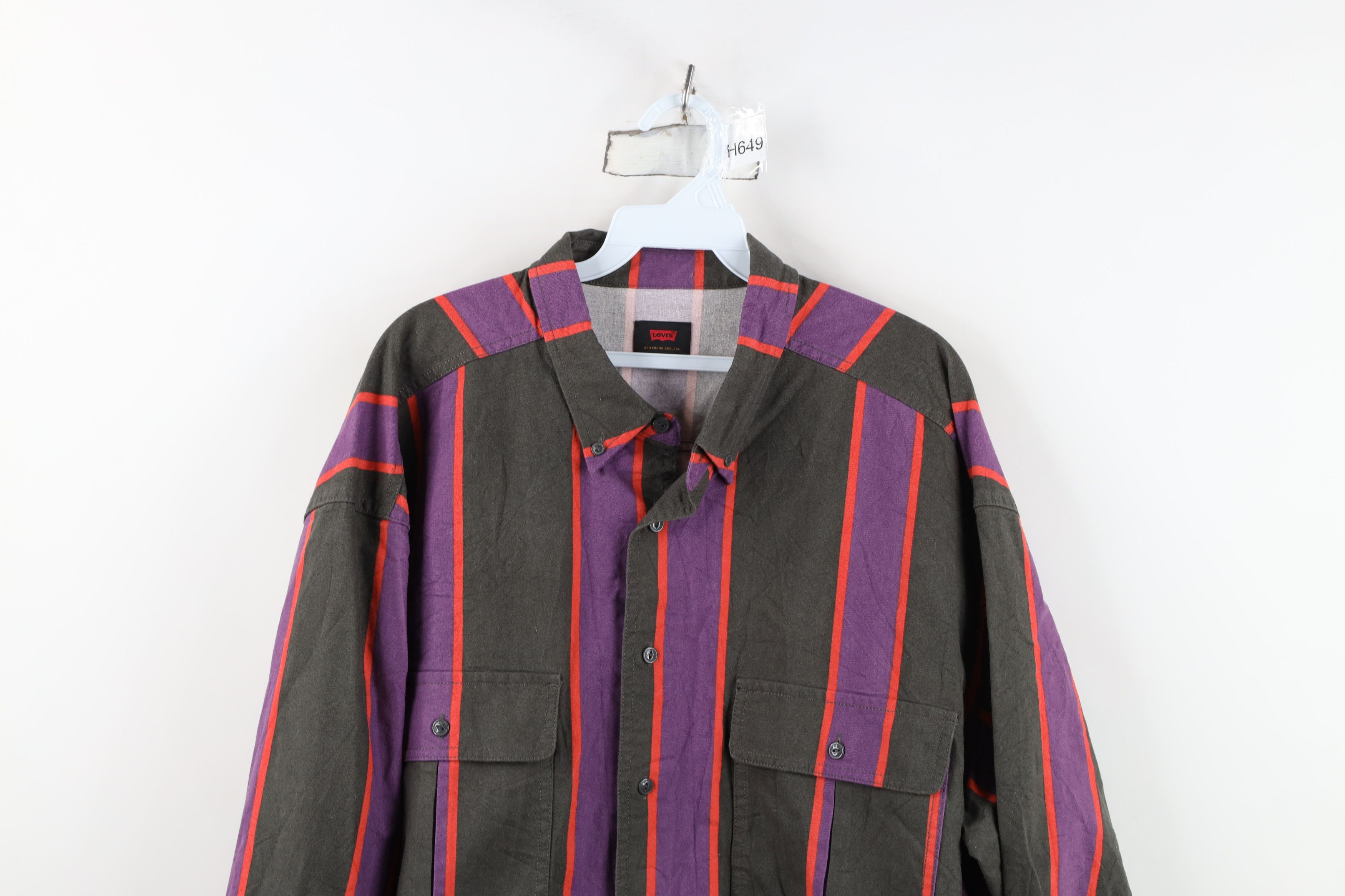 Levi's Vintage Y2K Levis Block Baggy Chamois Cloth Button Shirt Size US XL / EU 56 / 4 - 2 Thumbnail
