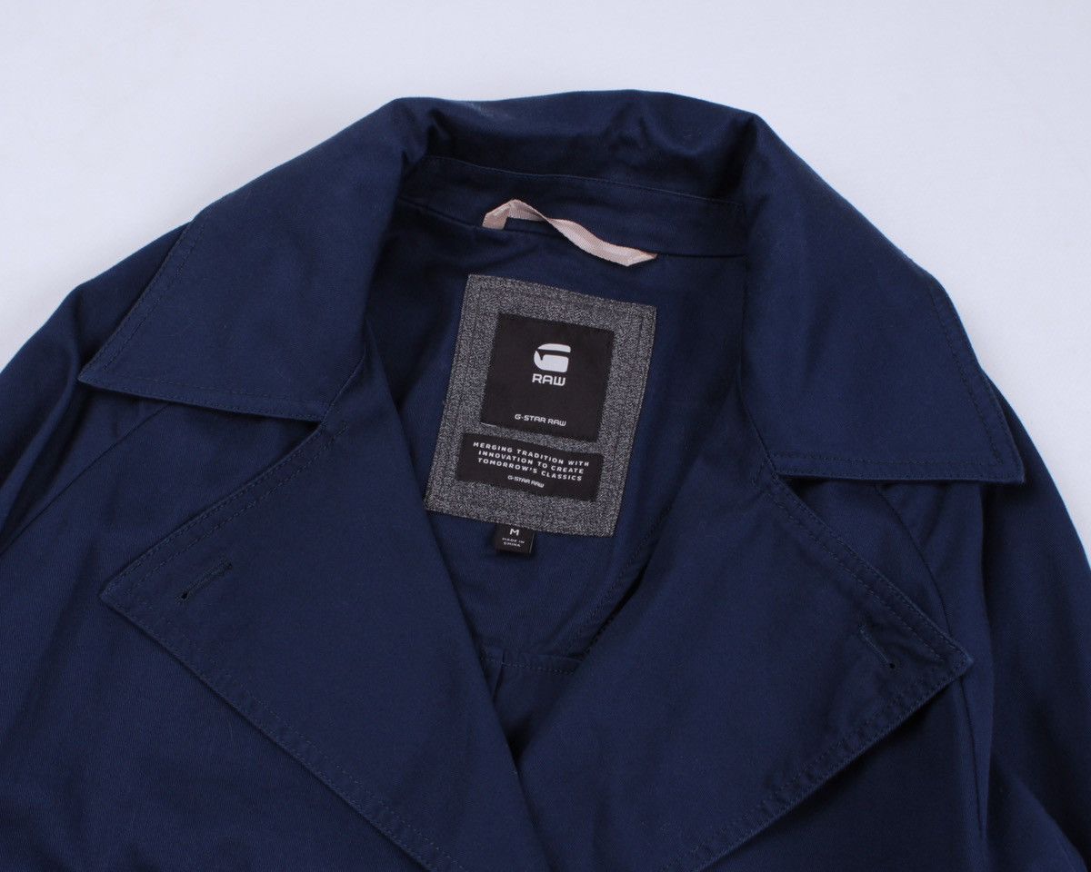 Designer × G-Star G-STAR RAW Duty Classic Trench Blue Cotton Long Coat Jacket Size M / US 6-8 / IT 42-44 - 14 Thumbnail