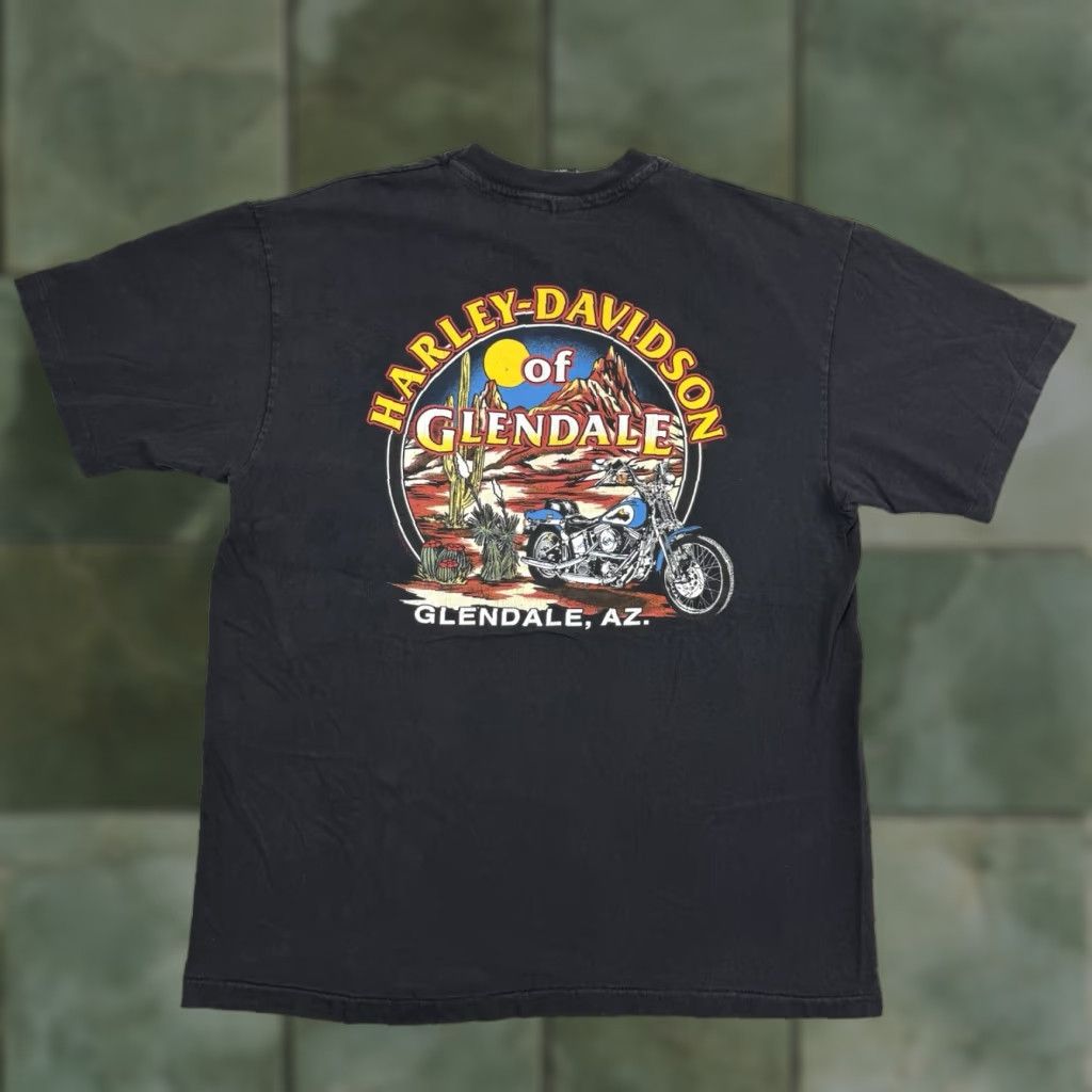 Harley Davidson VINTAGE Harley-Davidson T Shirt Adult Large Glendale Arizona Desert 90s USA Bike Men Black Crew Neck Short Sleeve Graphic Print Size US L / EU 52-54 / 3 - 1 Thumbnail