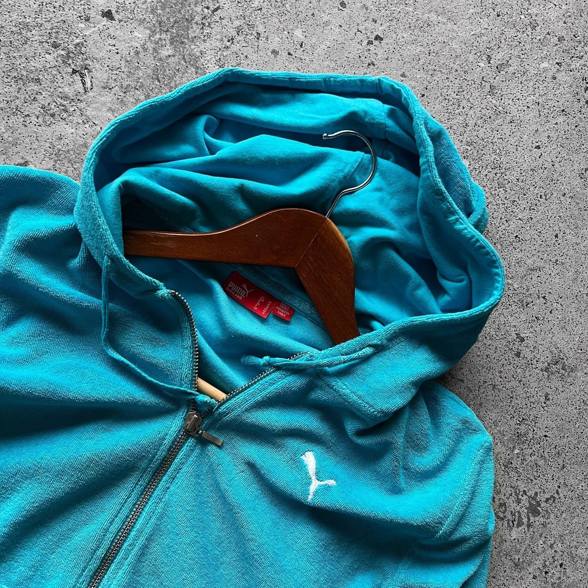 Puma × Vintage Puma Womens Vintage Full Zip Blue Hoodie Velvet Pockets Logo Size M / US 6-8 / IT 42-44 - 5 Thumbnail