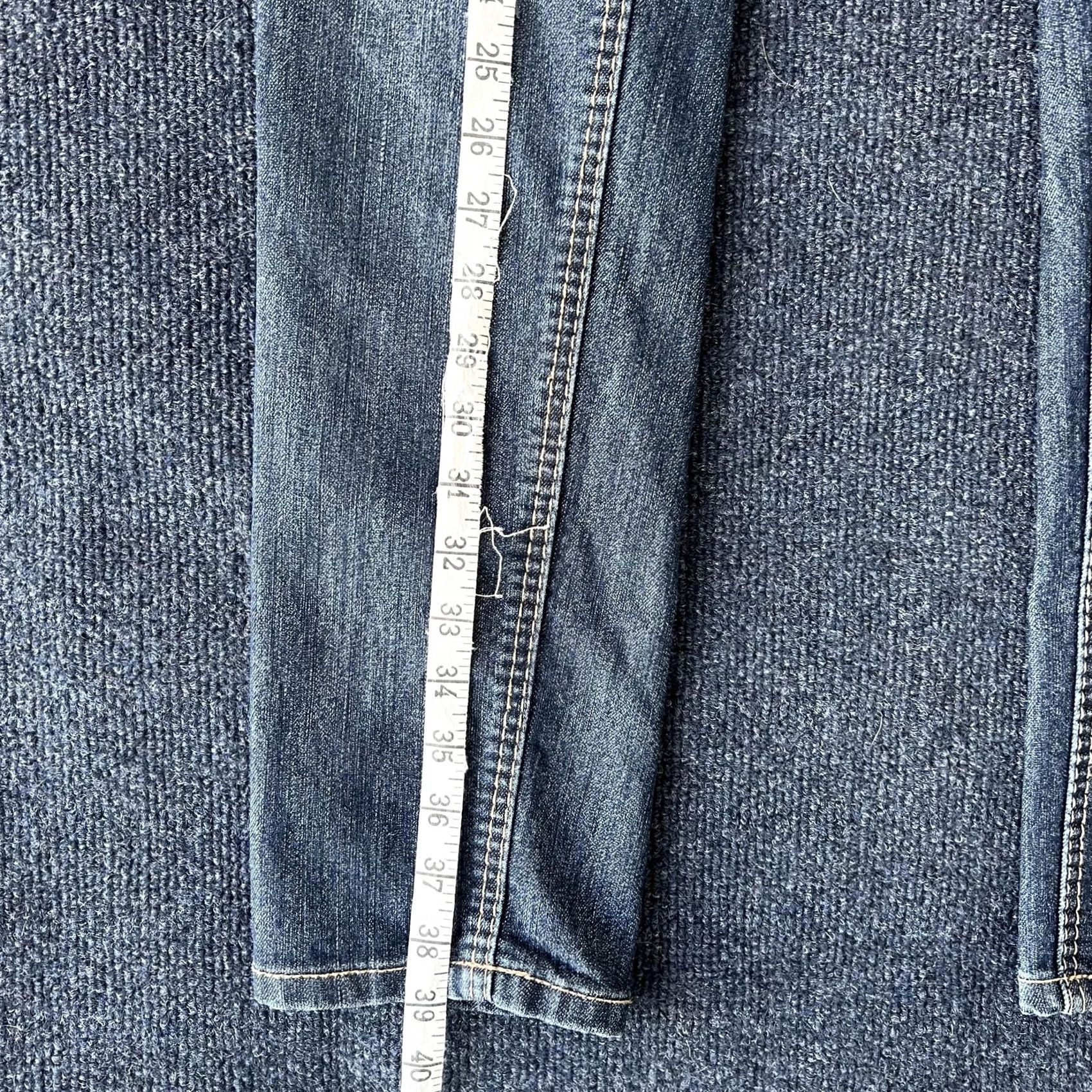 Vintage Y2K Indigo Jeans Womens 9 Blue Skinny Stretch Contrast Stitch Embellished Size 30" / US 8 / IT 44 - 5 Thumbnail