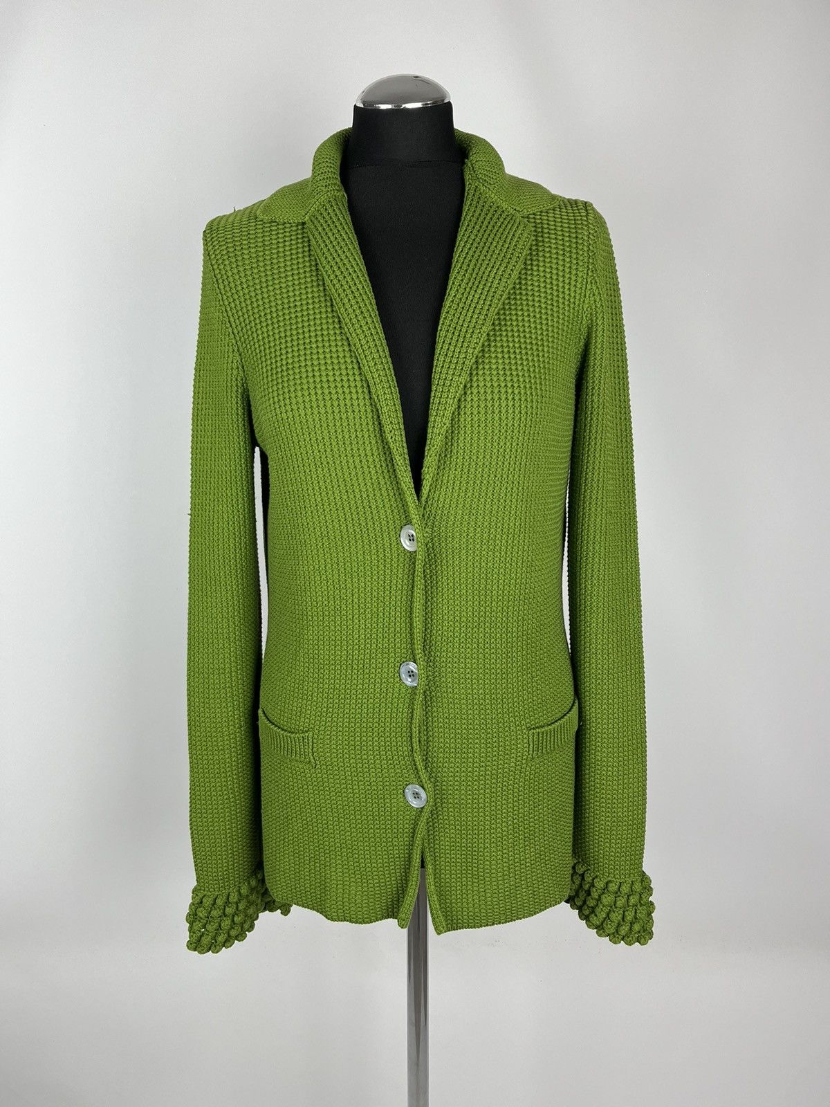 Designer × Malo Malo Green Cotton Knit Button Cardigan Blazer Womens (0411) Size M / US 6-8 / IT 42-44 - 1 Thumbnail