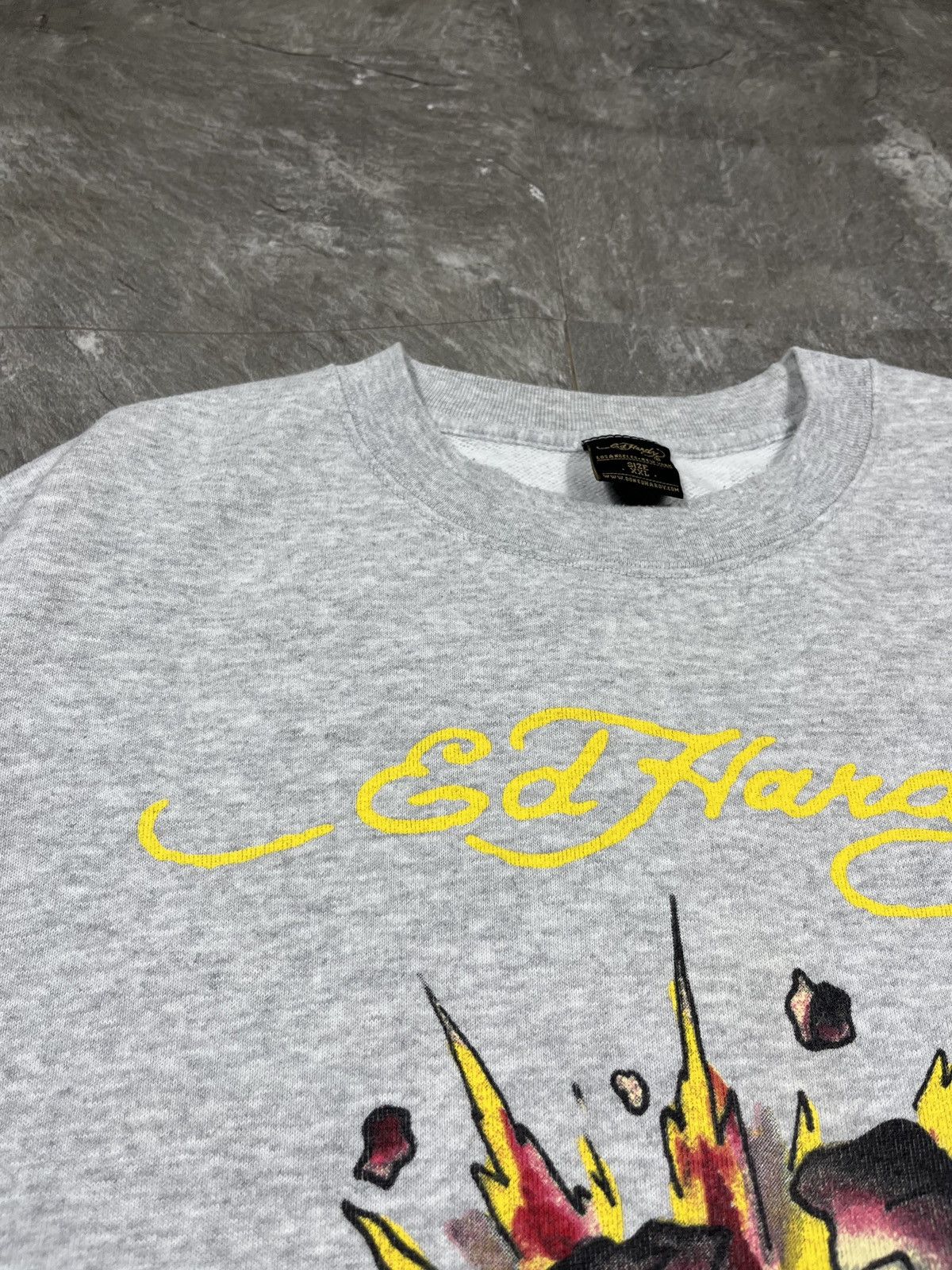 Ed Hardy Ed Hardy Vintage Skull Graphic Big Logo Sweatshirt Mens Grey Size US XXL / EU 58 / 5 - 3 Thumbnail