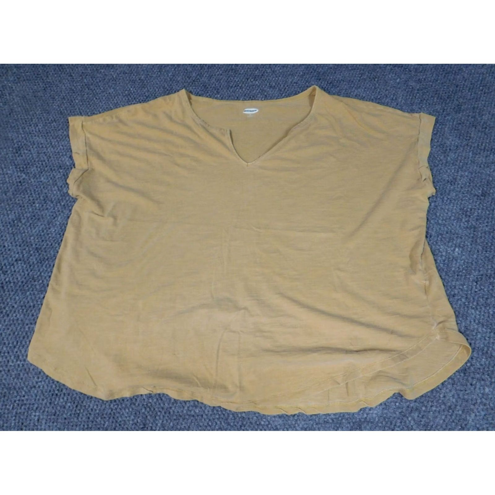 Old Navy Old Navy Womens Blouse 2XL Yellow Short Sleeve Round Neck Pullover Casual 100% Cotton Button Regular Fit Womens Size XXL / US 16-18 / IT 52-54 - 2 Thumbnail