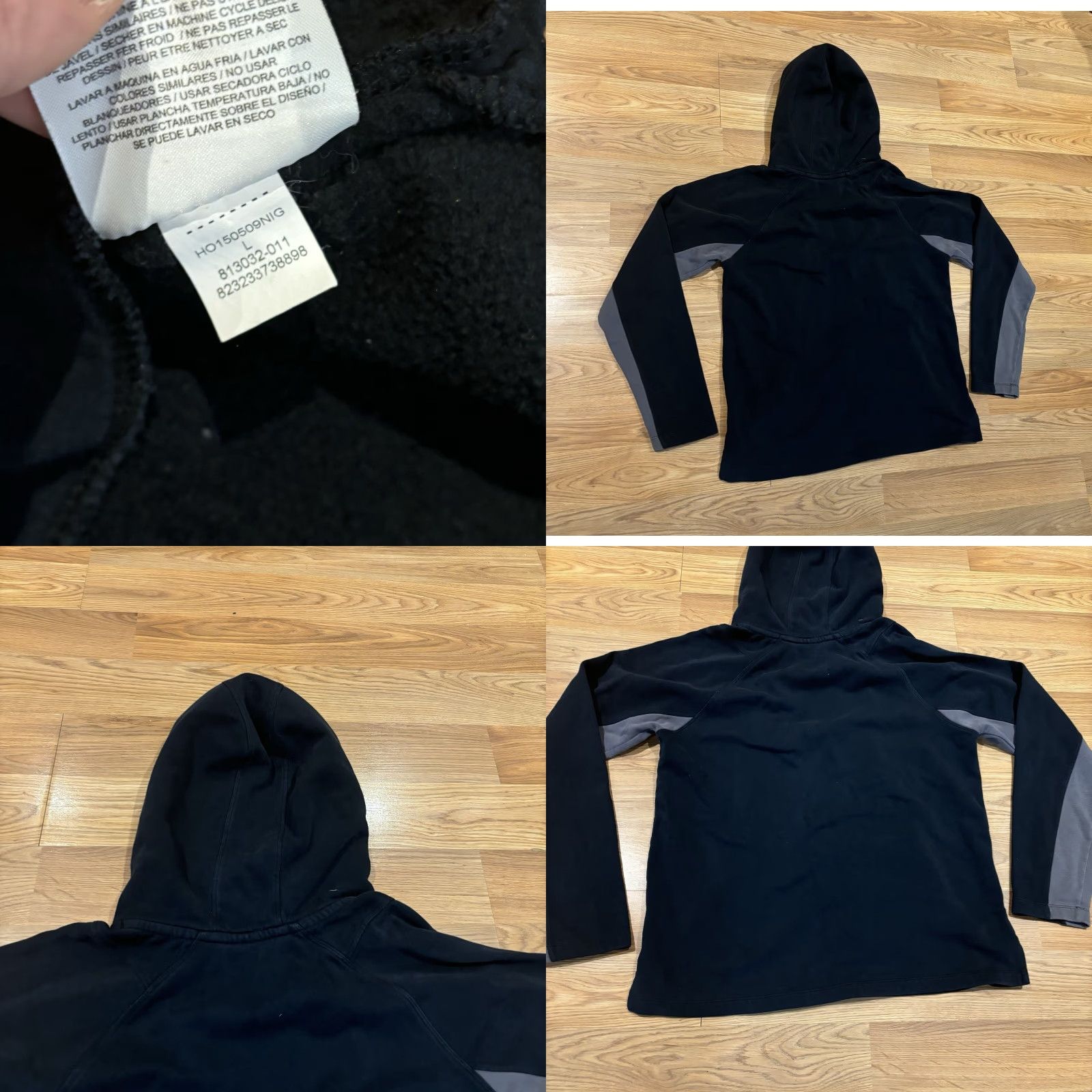 Jordan Brand Air Jordan Hoodie Black Gray Pullover High Neck Embroidered Logo Mens Large Jumpman Size US L / EU 52-54 / 3 - 8 Thumbnail