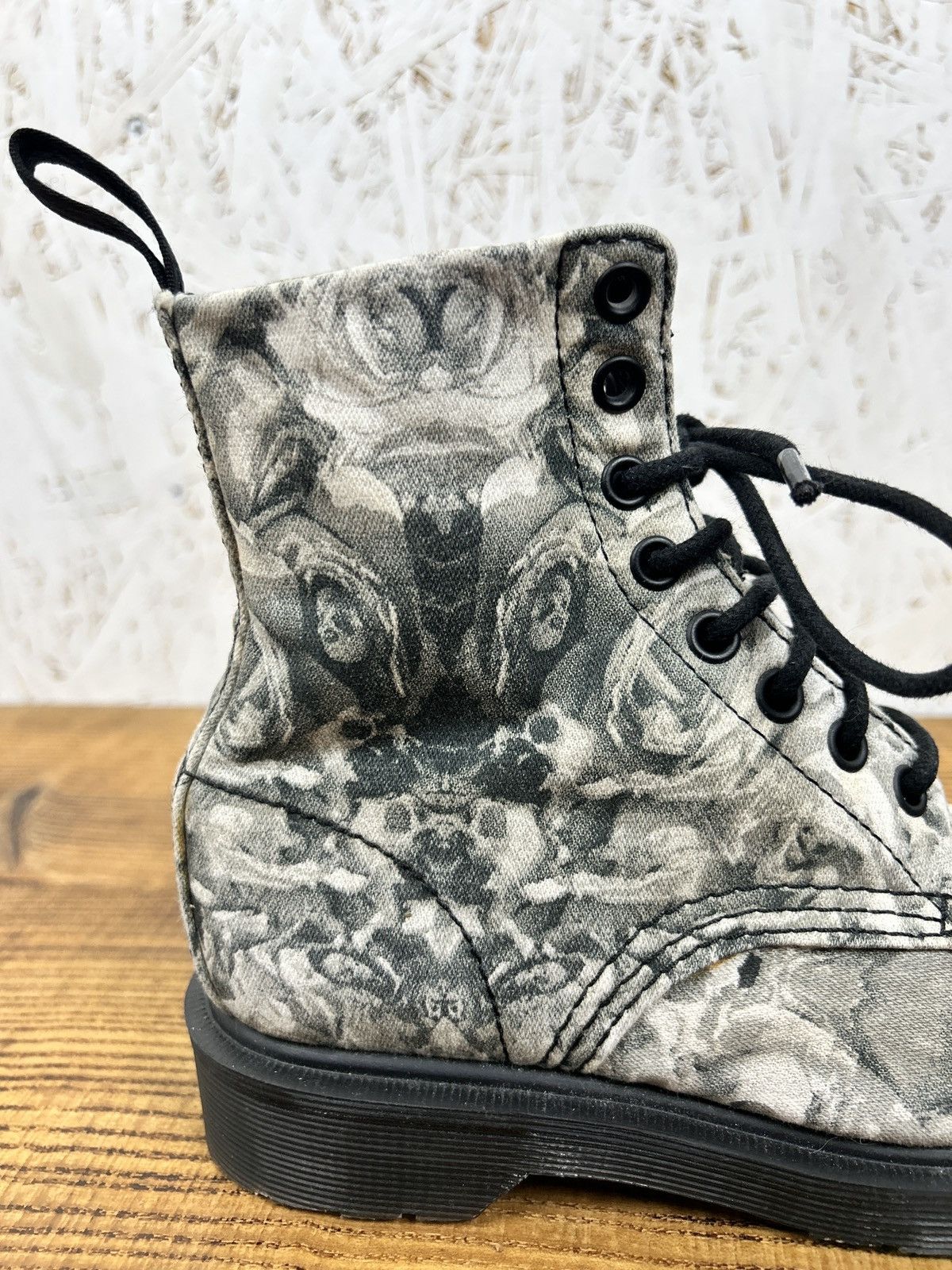 Dr. Martens Dr Martens 1460 Beckett Canvas Black Grey Roses Boots US 4 Size US 4 / IT 34 - 8 Thumbnail