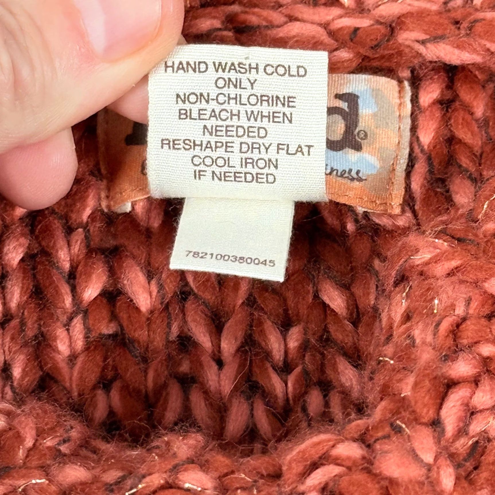 Vintage Mudd Cowl Neck Vest Sweater Women Orange Chunky Knit Metallic Sparkle SS Fall Fashion Size M / US 6-8 / IT 42-44 - 3 Thumbnail