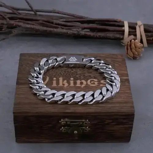 Jewelry Viking Cast Cuban Chain Men's Bracelet Size ONE SIZE - 3 Thumbnail