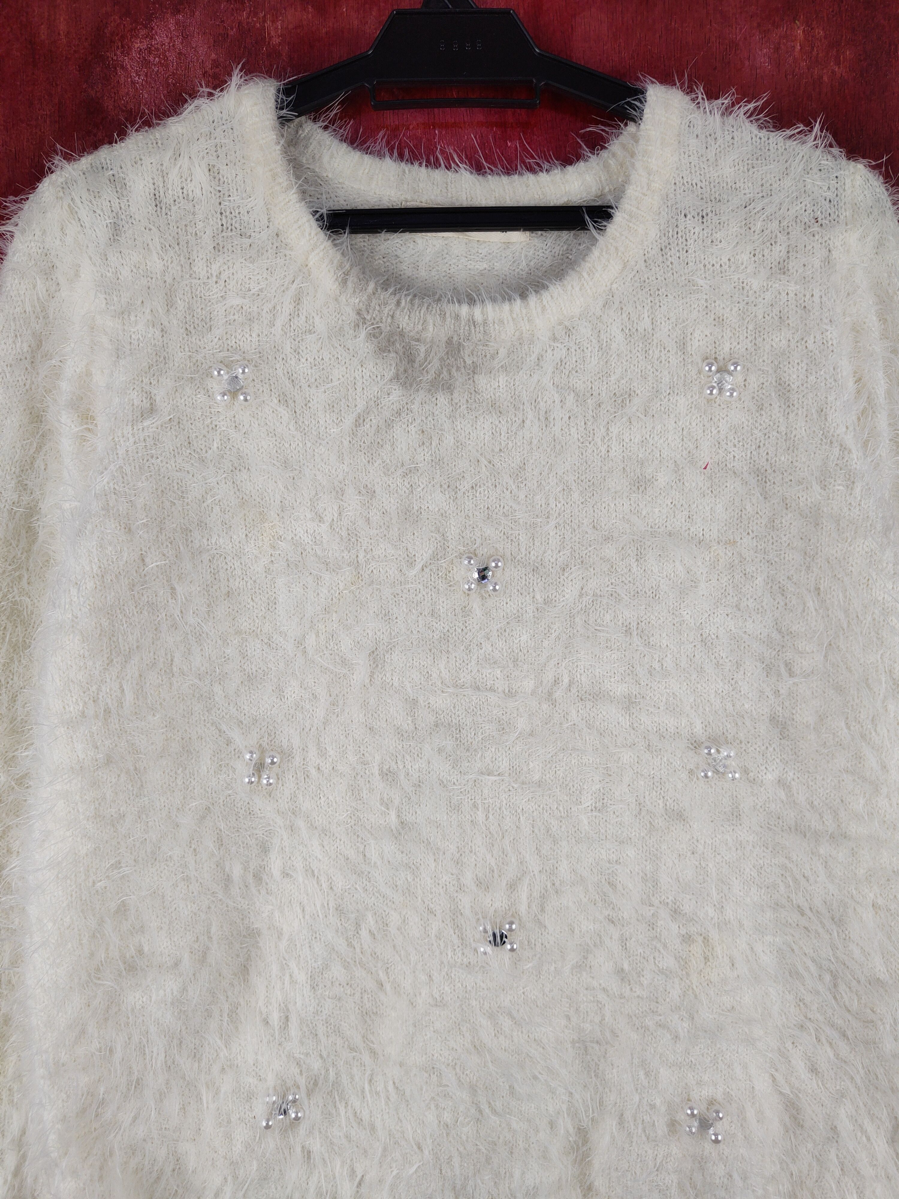 Aran Isles Knitwear × Japanese Brand Sospita Ivory Shag Shaggy Fur Mohair Knitwear #S2103 Size M / US 6-8 / IT 42-44 - 2 Thumbnail