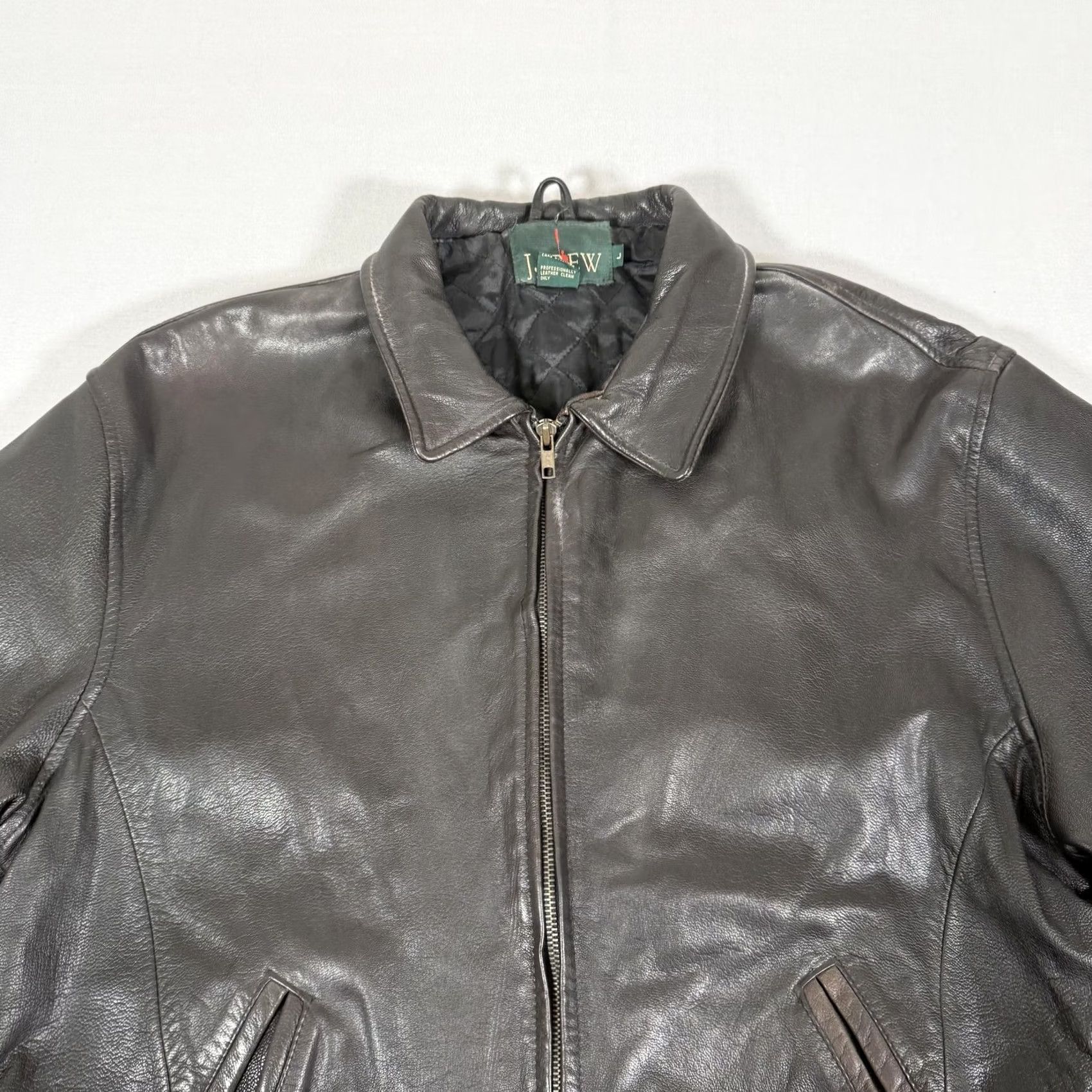 J.Crew VINTAGE J.CREW Leather Bomber Jacket Mens L Black Quilted Lined 90s Full Zip Modern Casual” Size US L / EU 52-54 / 3 - 2 Thumbnail