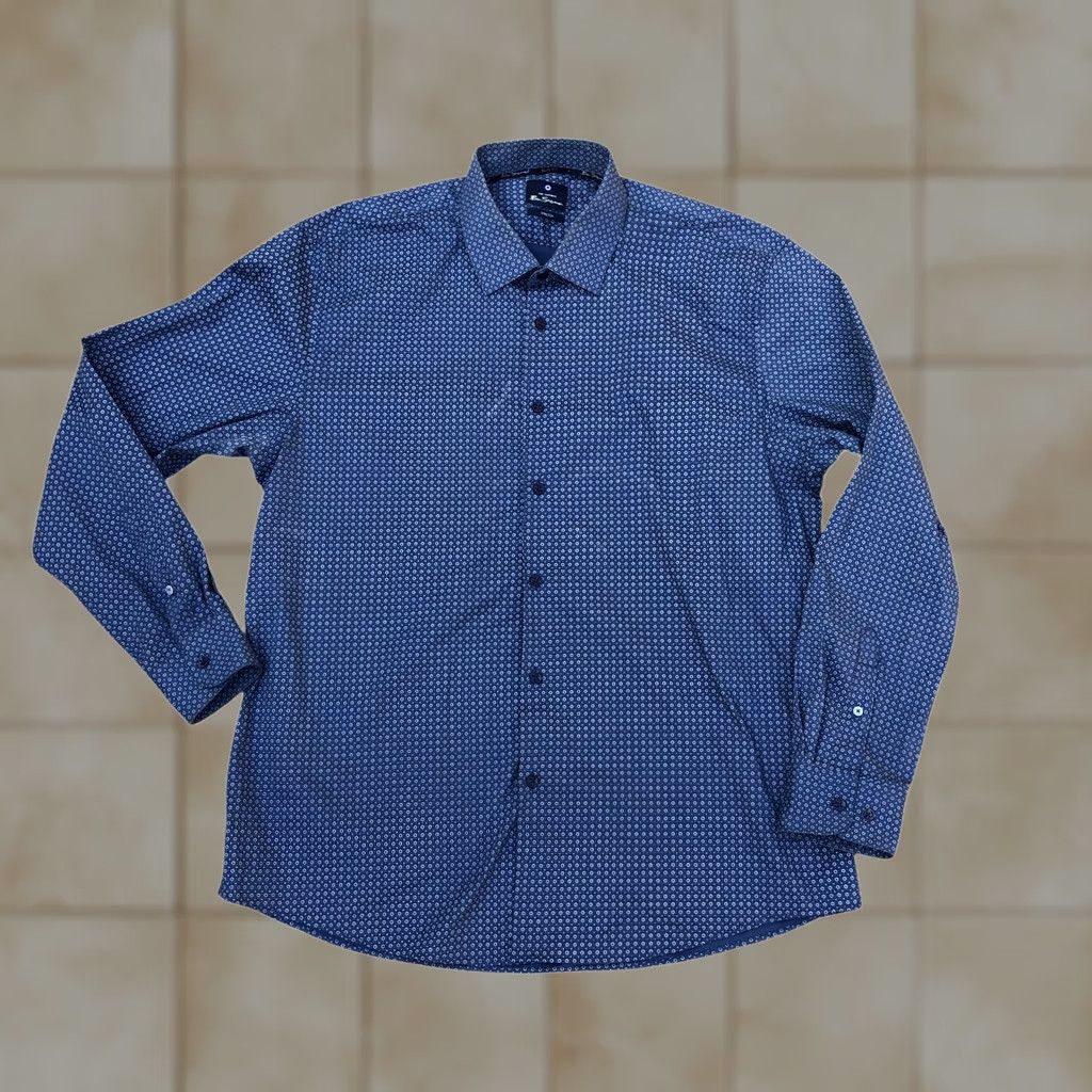 Ben Sherman BEN SHERMAN Button-Down Shirt Mens XL Slim Fit Long Sleeve Collared Top Blue Cotton Button-Up Shirt Size US XL / EU 56 / 4 - 1 Thumbnail