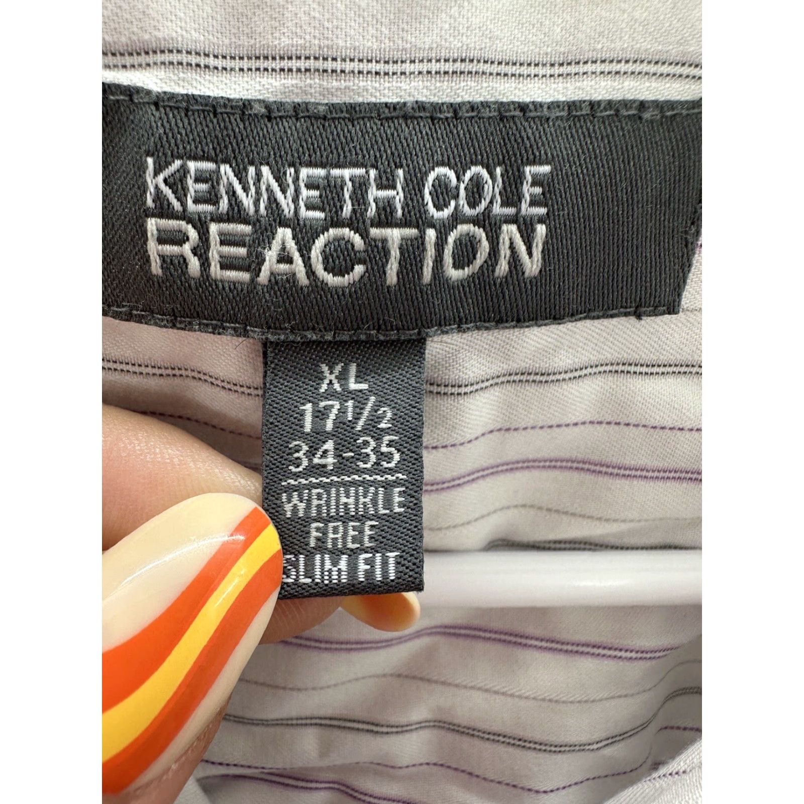 Kenneth Cole Kenneth Cole Reaction Mens Shirt XL Striped Button-Up Slim Fit Mens, Blue, Long Sleeve, Regular Size US XL / EU 56 / 4 - 5 Thumbnail