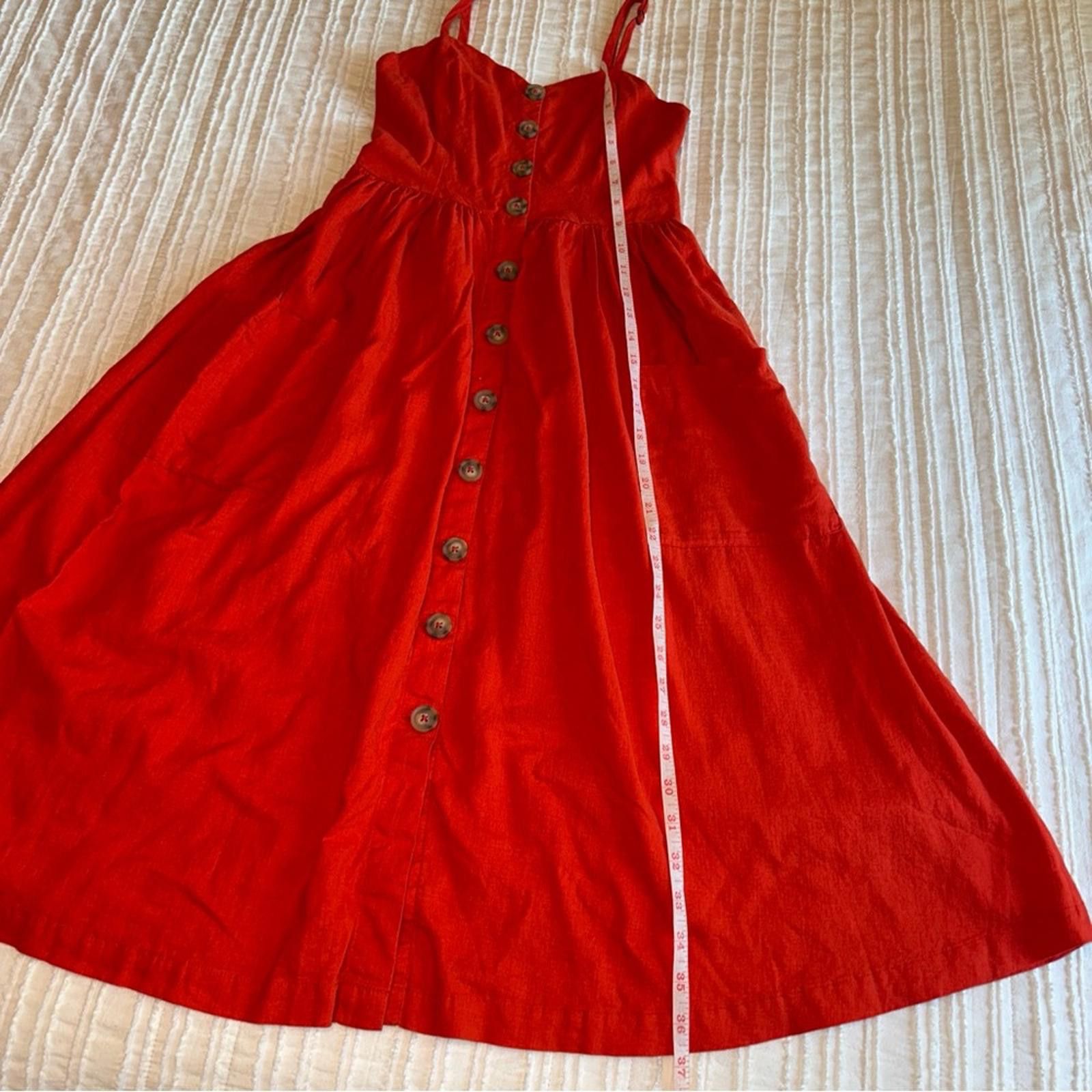 Other Cooperative Linen Dress Small Coastal Red A Line Midi EUC Size S / US 4 / IT 40 - 5 Thumbnail