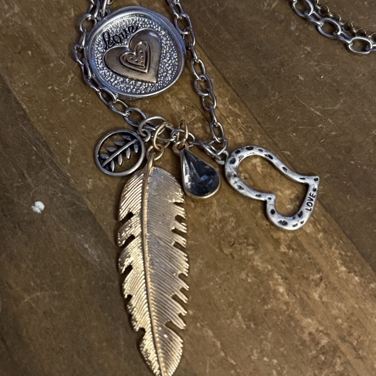 Other Long double layered two tone love them charm/pendant necklac Size ONE SIZE - 4 Thumbnail