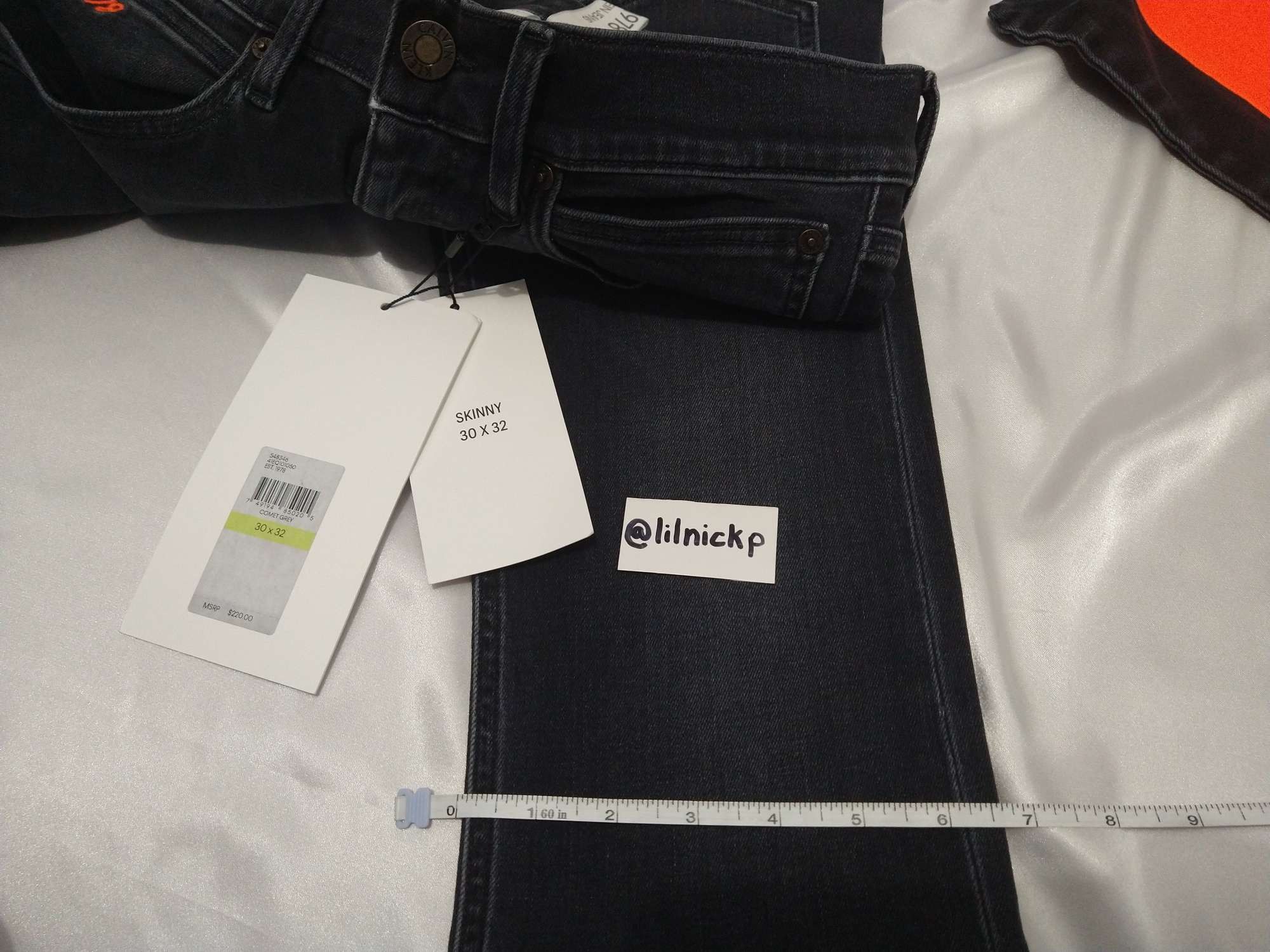 Calvin Klein 205W39NYC EST. 1978 Skinny Leg Comet Grey Jeans Size US 30 / EU 46 - 10 Thumbnail