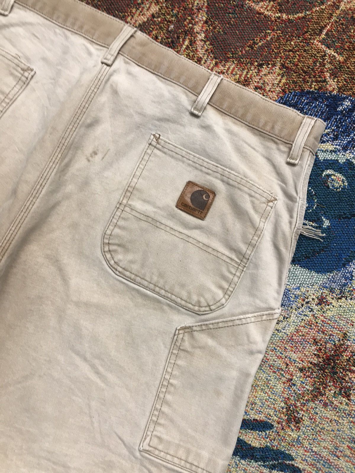 Carhartt 90sVintage Carharttt WU1906 sunfaded carpenter denim short Size US 42 / EU 58 - 16 Thumbnail