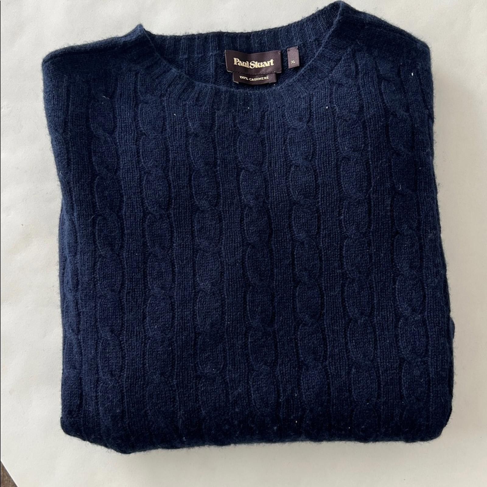 Paul Stuart Paul Stuart 100% Cashmere Cable Knit Blue Crewneck Sweater Size US XL / EU 56 / 4 - 8 Thumbnail