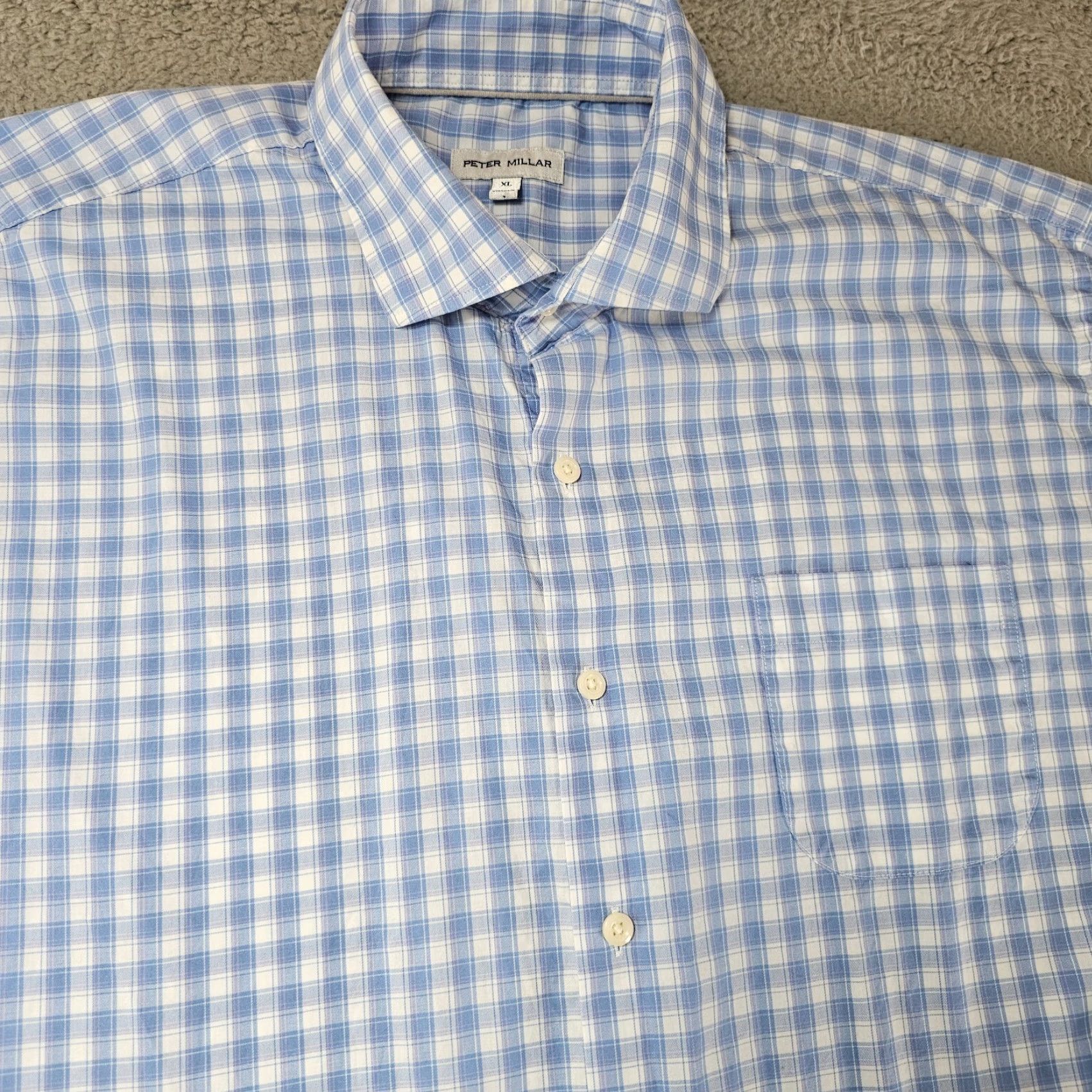 Peter Millar Peter Millar Shirt Mens XL Light Blue Check Button-Up Dress Casual Size US XL / EU 56 / 4 - 2 Thumbnail