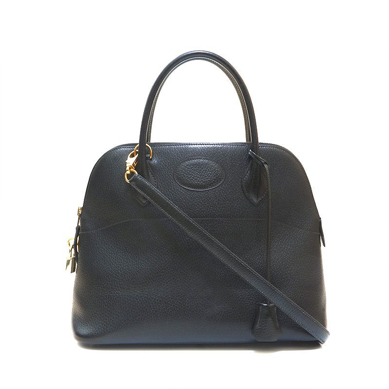 Hermes Bolide 31 GG Metal Fittings Handbag Engraved Ardennes Black