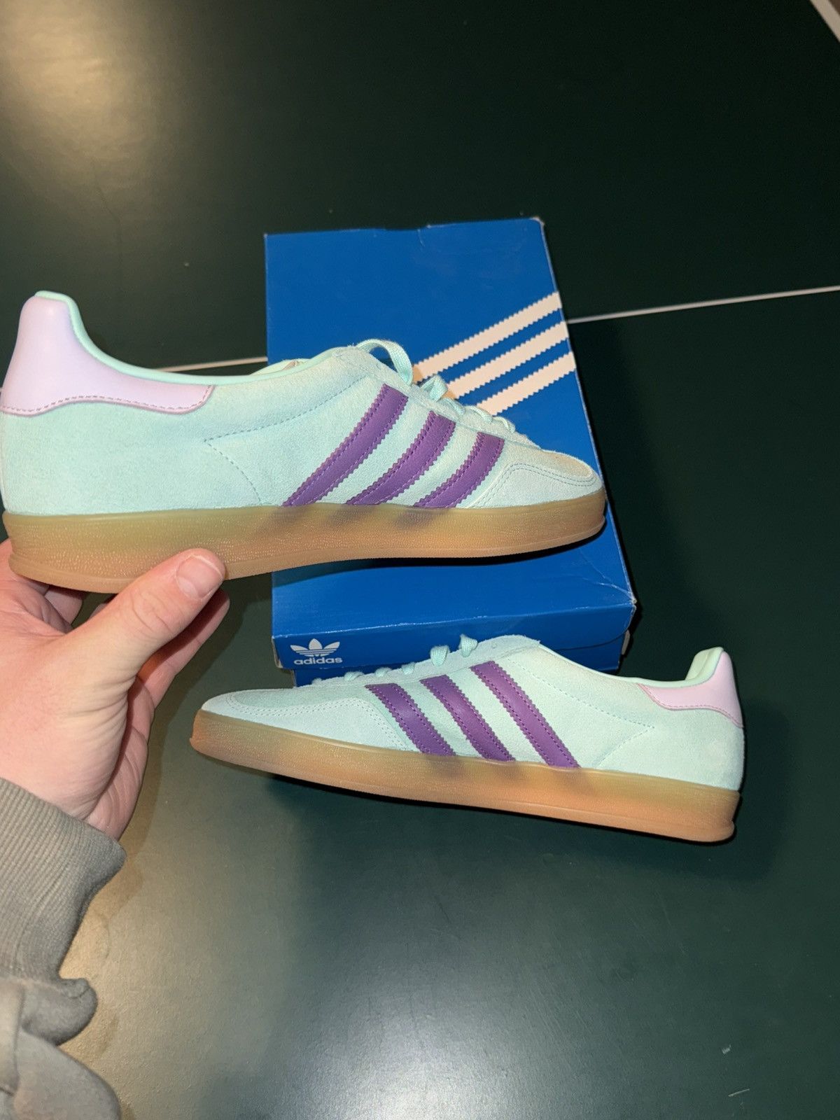Adidas Adidad gazelle ‘clear mint active purple’ Size US 11 / EU 44 - 4 Thumbnail