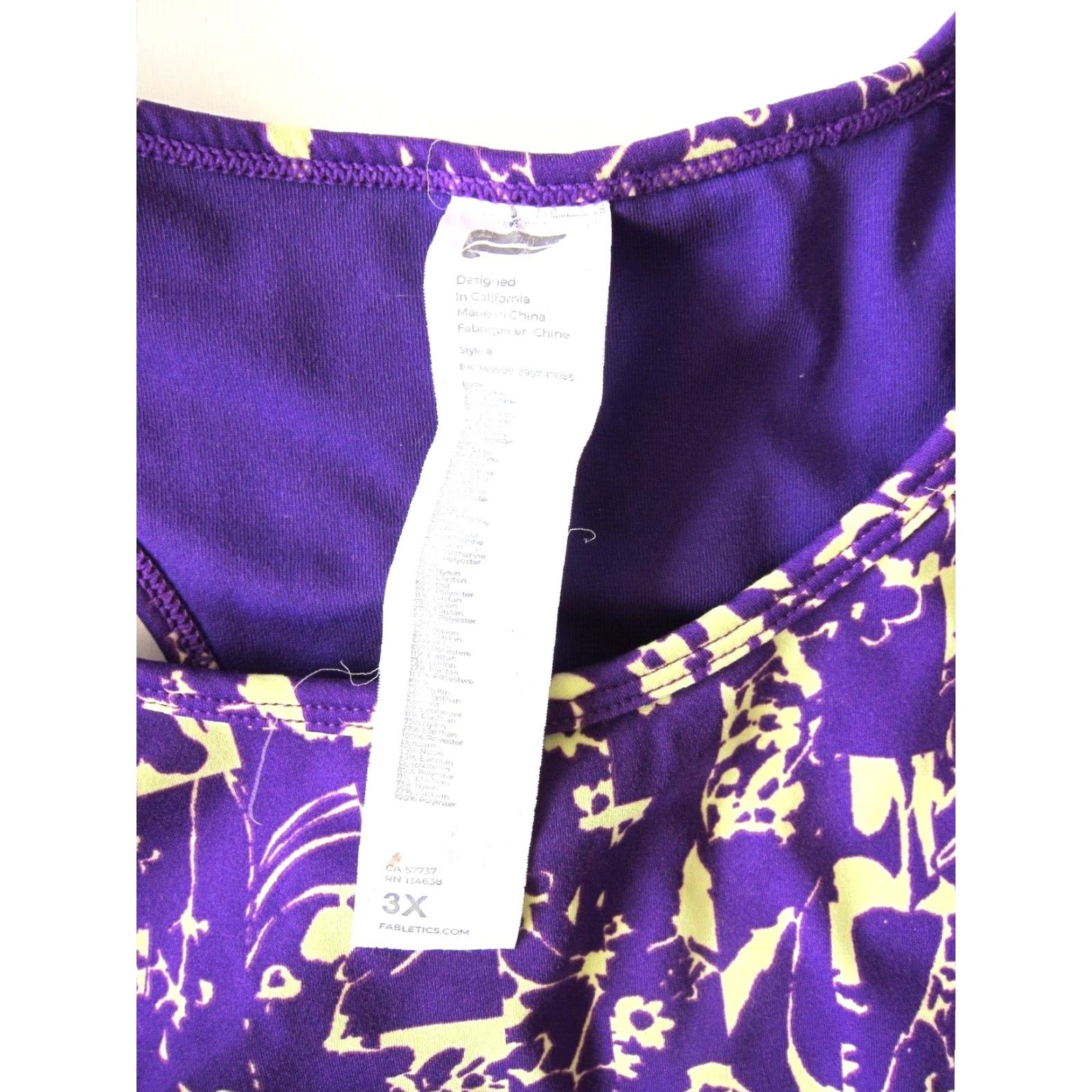 Fabletics Fabletics Sports Bra Women 3X Purple Yellow Floral Abstract Run Workout Yoga Wireless Compression Size ONE SIZE - 3 Thumbnail
