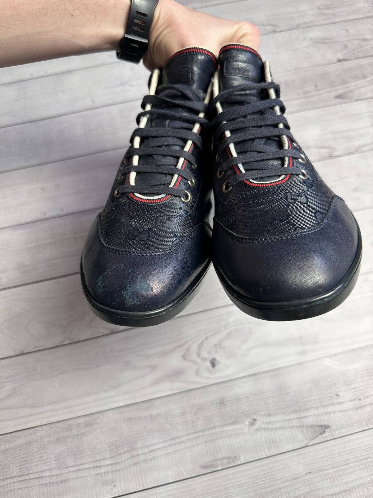 Vintage Vintage Gucci shoes boots monogram blue size US7,5/8 Size US 7.5 / EU 40-41 - 5 Thumbnail