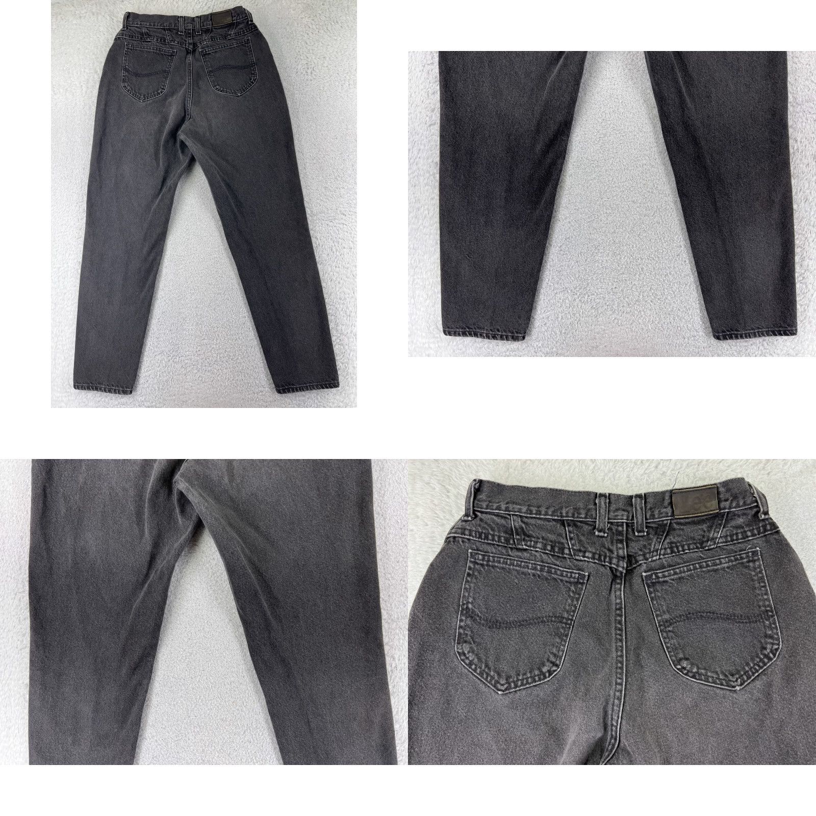 Lee VINTAGE Lee Jeans Juniors 14 Black High Rise Mom 26x28 100% Cotton Denim Distressed 5-Pocket Designer Western America Lee Womens Jeans Size 36" / US 14 / IT 50 - 9 Thumbnail