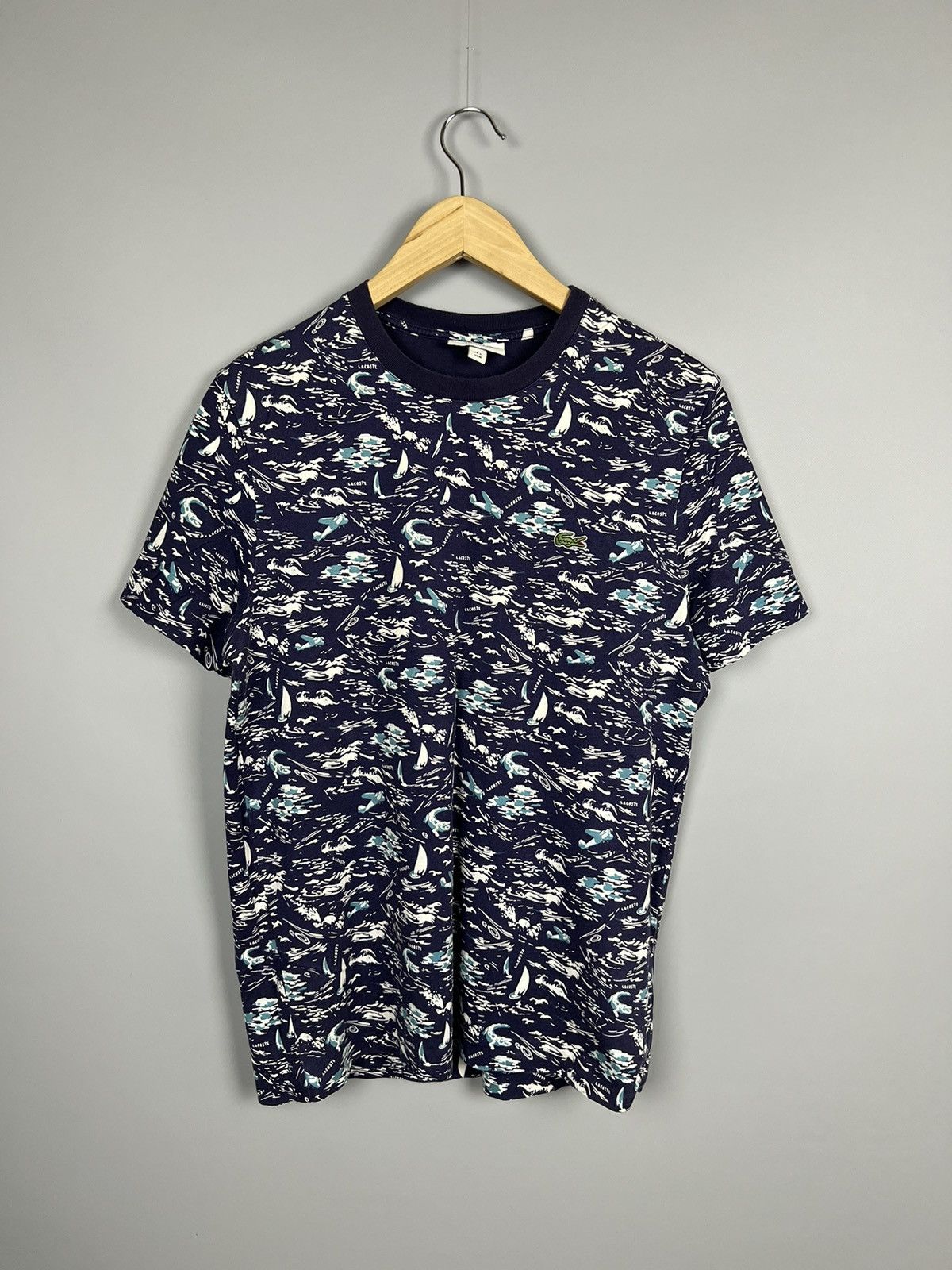 Lacoste (S-M) Rare Lacoste crocodile multi logo monogram tee Size US M / EU 48-50 / 2 - 1 Thumbnail