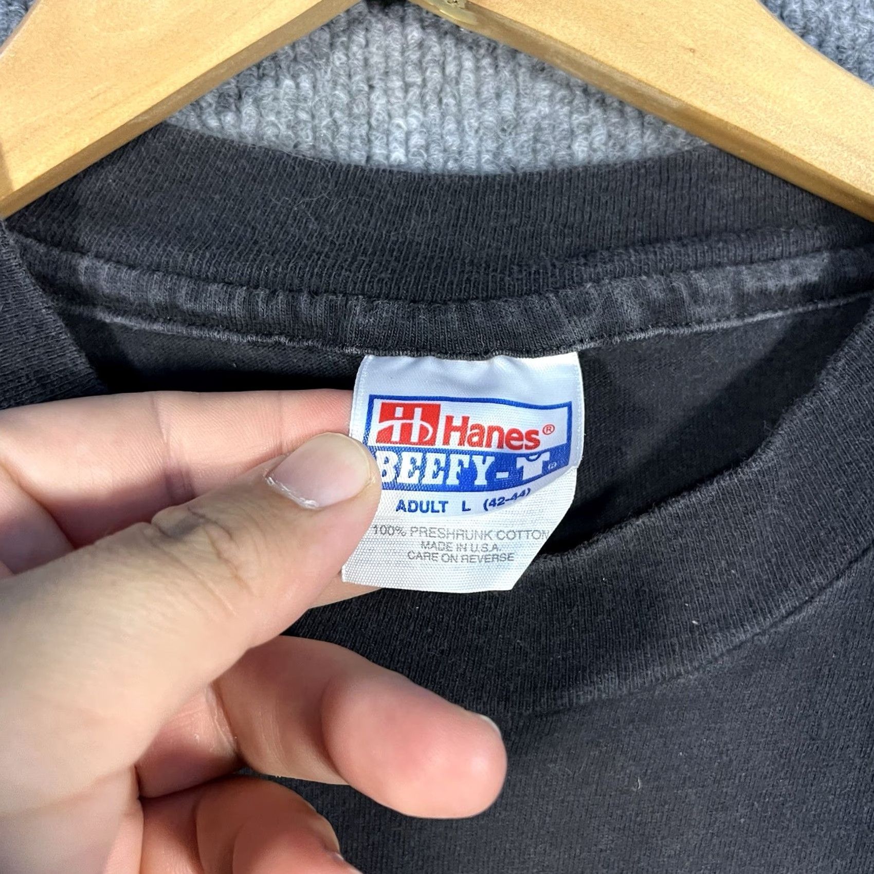 Hanes VINTAGE Hanes T-Shirt XL Black 90s Rebel Rails Single Stitch Crew Neck Short Sleeve Unisex Adults Transportation Retro 90s Classic Logo Made in USA Size US XL / EU 56 / 4 - 3 Thumbnail
