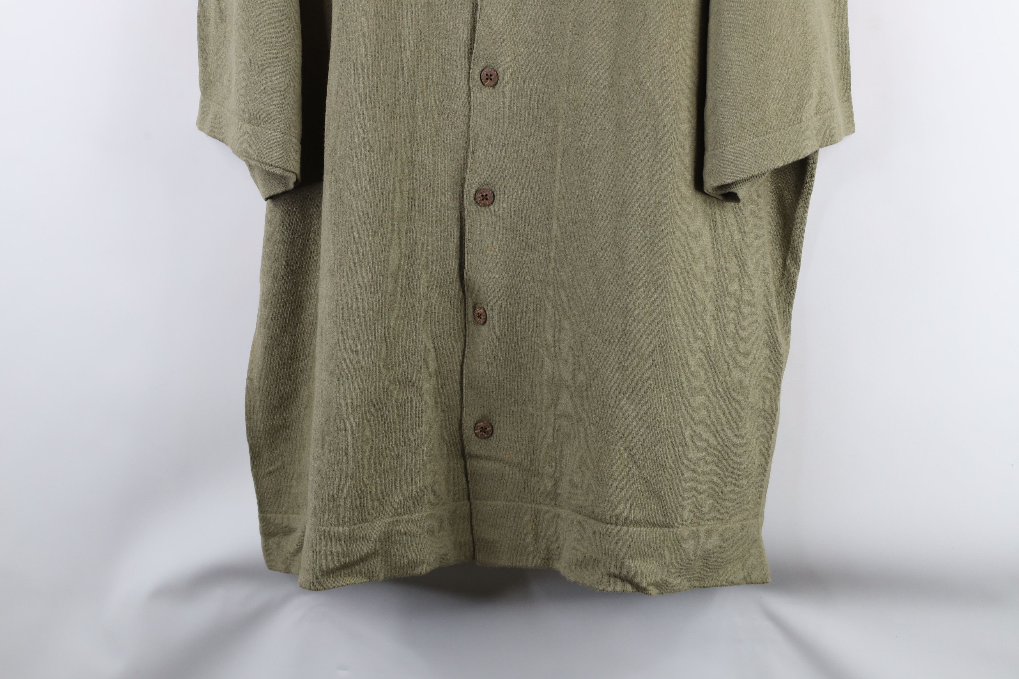 Tommy Bahama × Vintage Vintage 90s Tommy Bahama Looped Collar Button Shirt Green Size US L / EU 52-54 / 3 - 3 Thumbnail