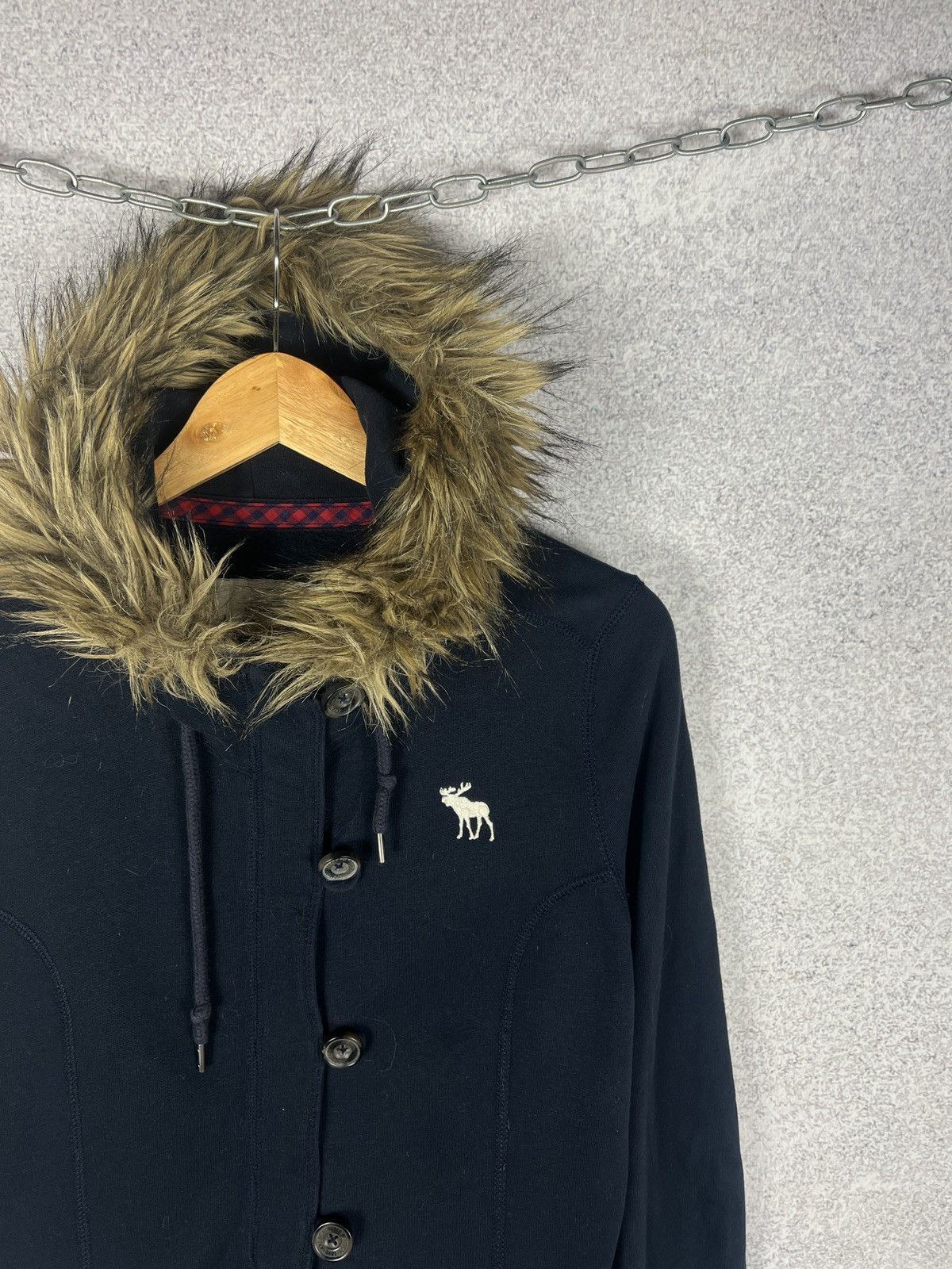 Abercrombie & Fitch Vintage Abercrombie Fitch New York Y2K Fur Hoodie Size L / US 10 / IT 46 - 2 Thumbnail