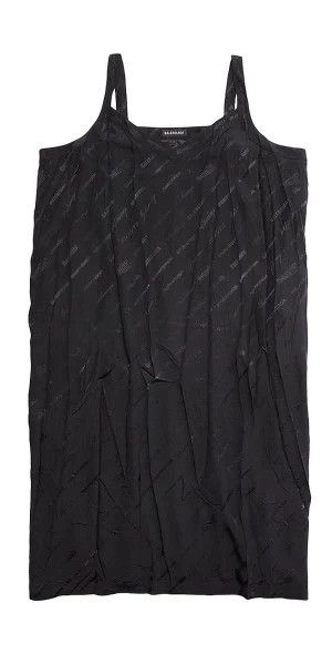 Balenciaga o1mt1gz0824 Logomania All Over Oversized Slip Dress in Black Size XS / US 0-2 / IT 36-38 - 1 Preview