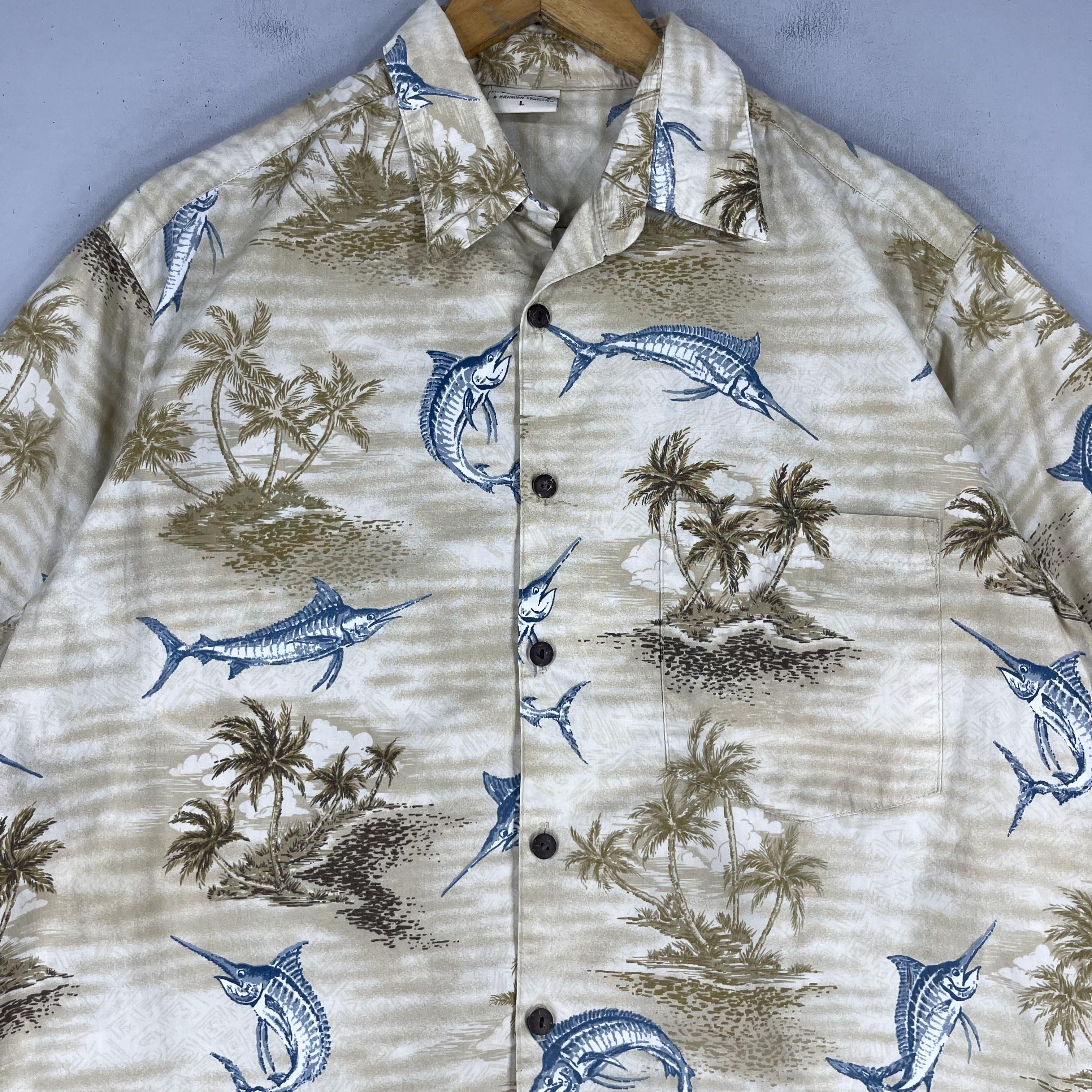 Japanese Brand × Vintage Vintage Hawaiian Aloha Tropical Marlin Fish Printed Shirt Size US L / EU 52-54 / 3 - 2 Thumbnail