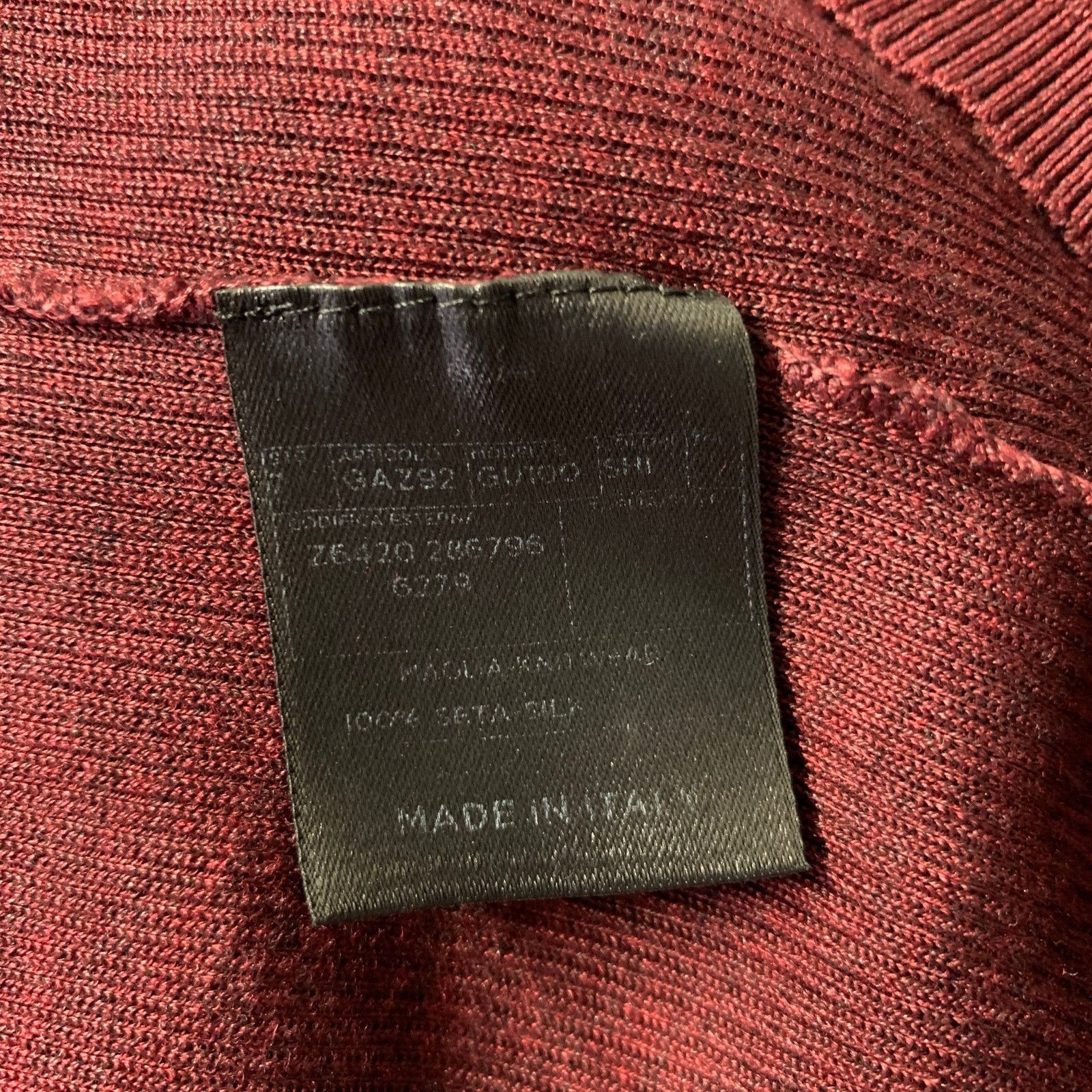Gucci GUCCI Size XL Burgundy Ribbed Knit Silk V-Neck Pullover Size US XL / EU 56 / 4 - 6 Thumbnail